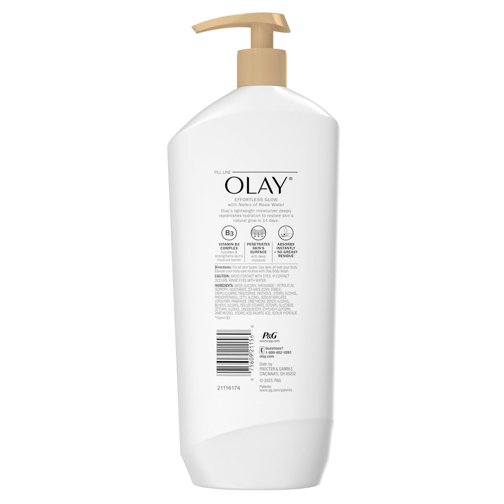 Olay Loción Corporal para Todas las Pieles, uso diario suave y compatible.