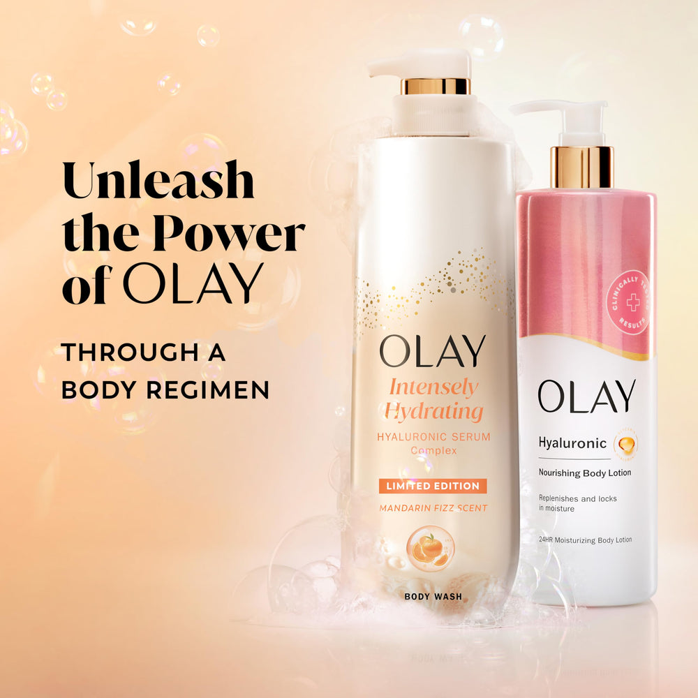 Olay Mandarin Fizz bottle on shelf emphasizes sleek, trusted packaging.
