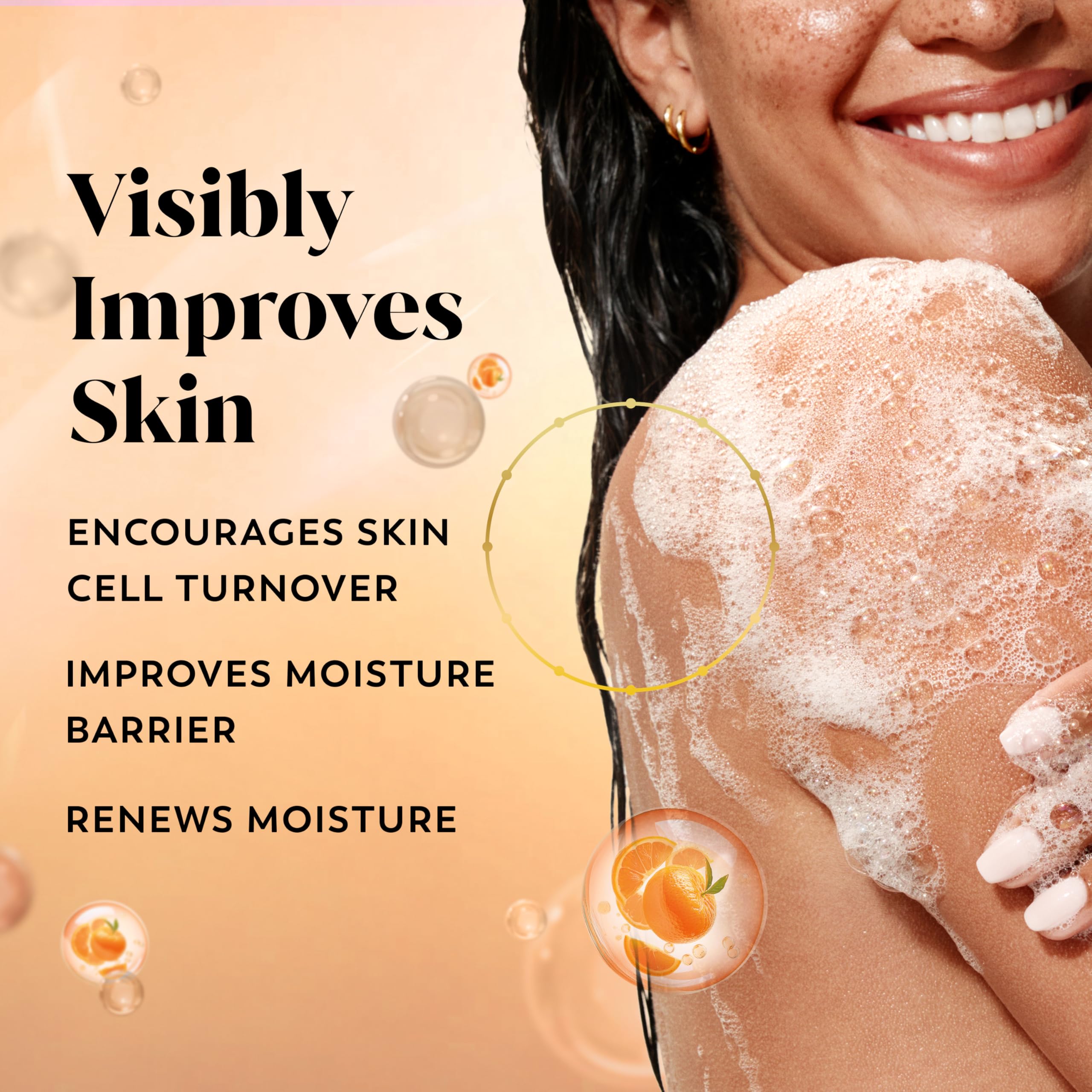 Olay Mandarin Fizz bottle pours to create a rich, creamy lather.