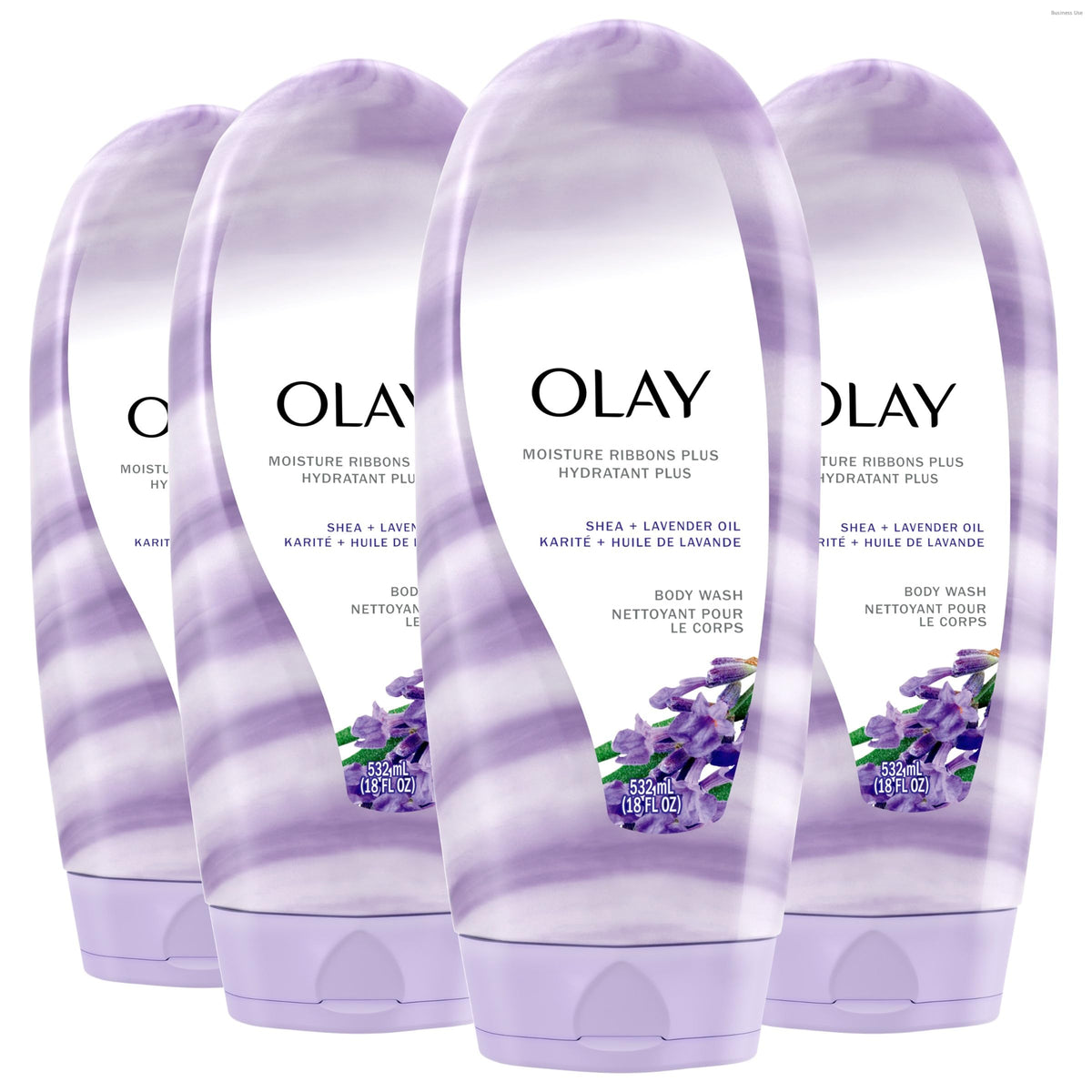 Olay Moisture Ribbons Plus Lavender Lather enhances cleansing with hydrated skin after shower.