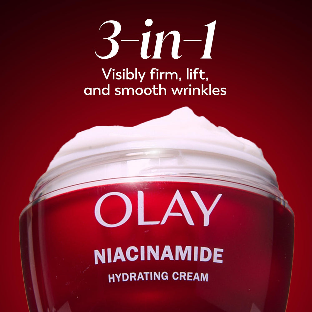 Morning skincare shot: applying OLAY Niacinamide moisturizer