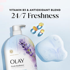 Olay Radiancia Fresca: fragancia de lavanda para un baño relajante.