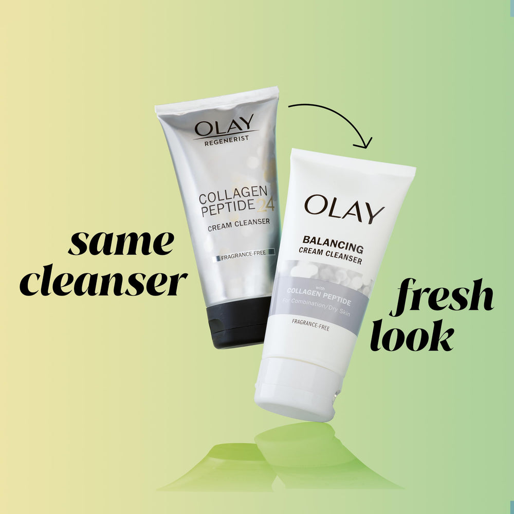 Olay Regenerist Collagen Peptide 24 wash promises brighter, smoother-looking skin after cleansing.