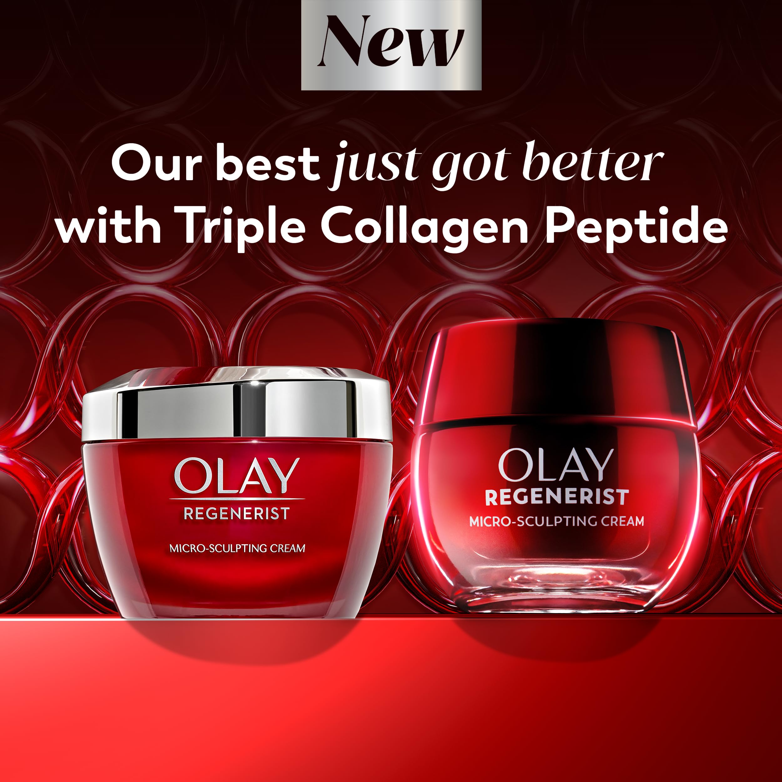 Olay Regenerist texture close-up reveals a fragrance-free, nourishing formula for hydrated skin.