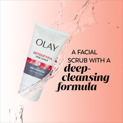 Olay Regenerist Detoxifying Pore Scrub back label shown with product details.