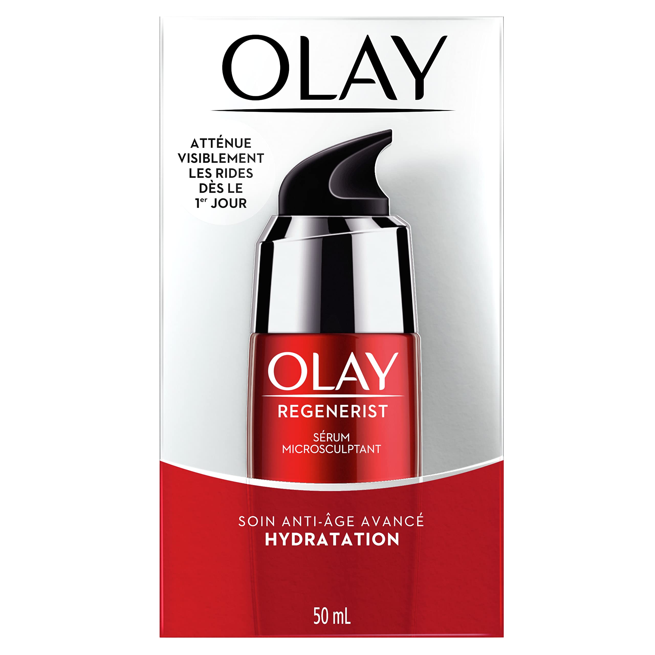Olay Regenerist: frasco ligero para absorción rápida y suavidad.
