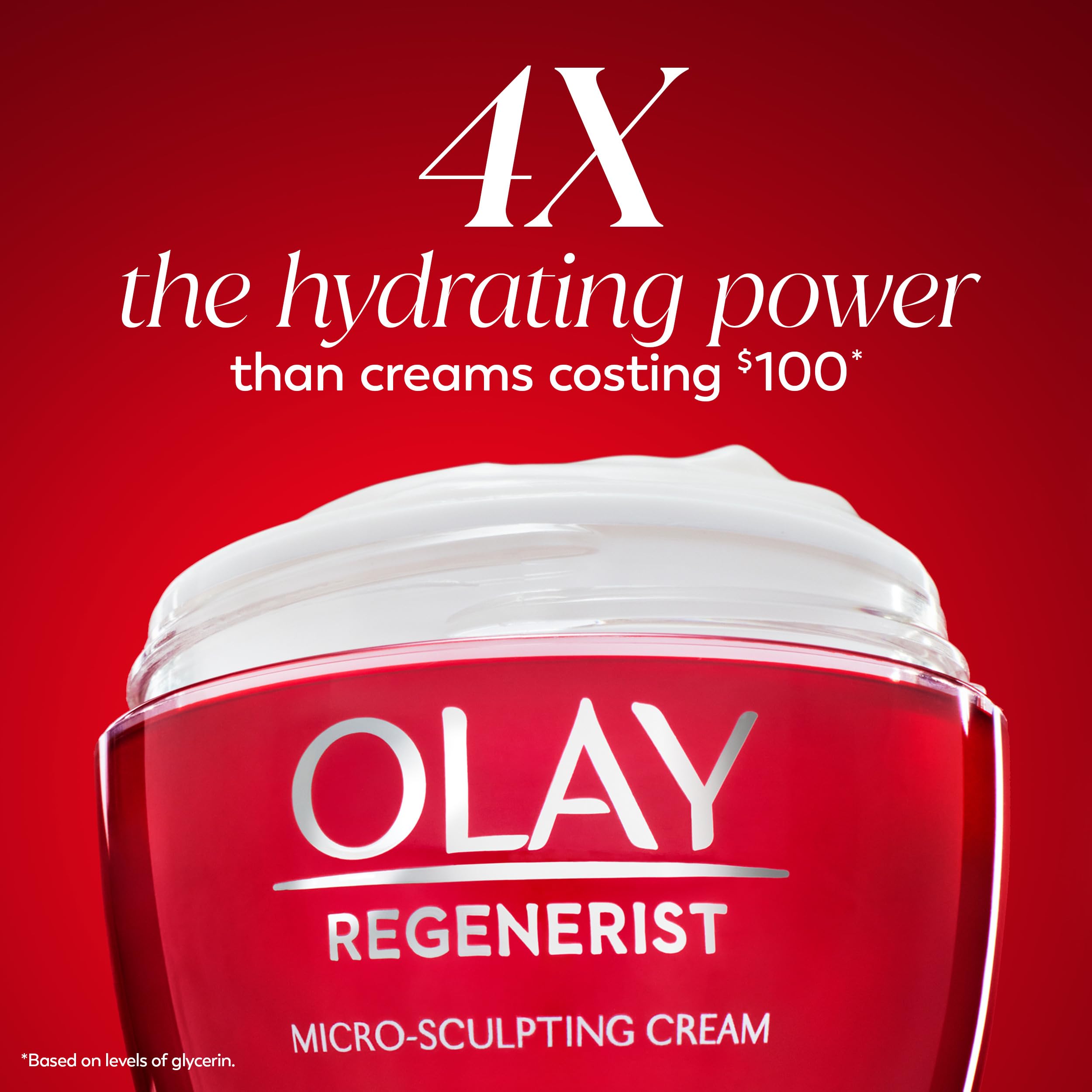 Amino peptides and hyaluronic acid visuals in Olay Regenerist Micro-Sculpting Cream