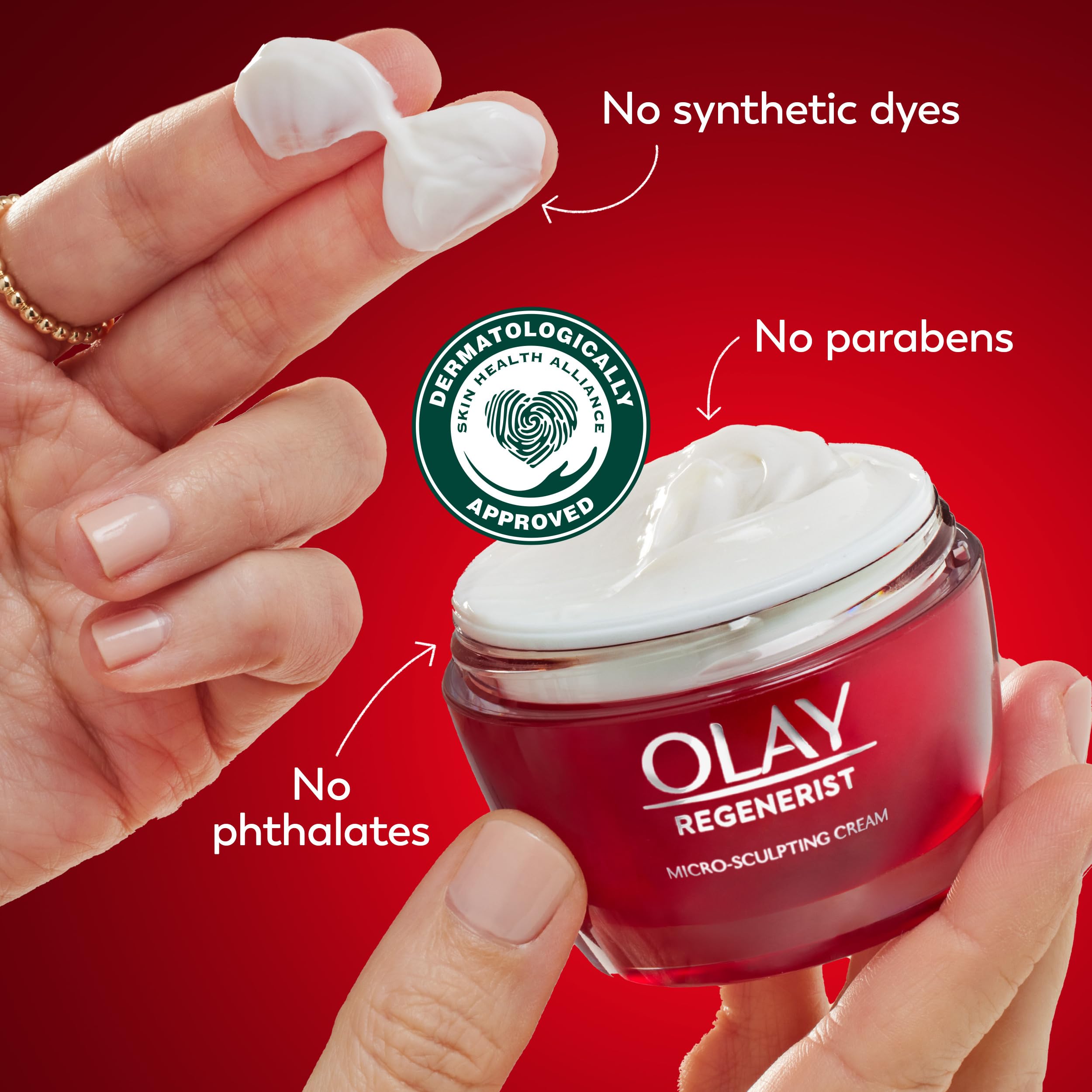 Moisturized skin closeup after applying Olay Regenerist Micro-Sculpting Cream