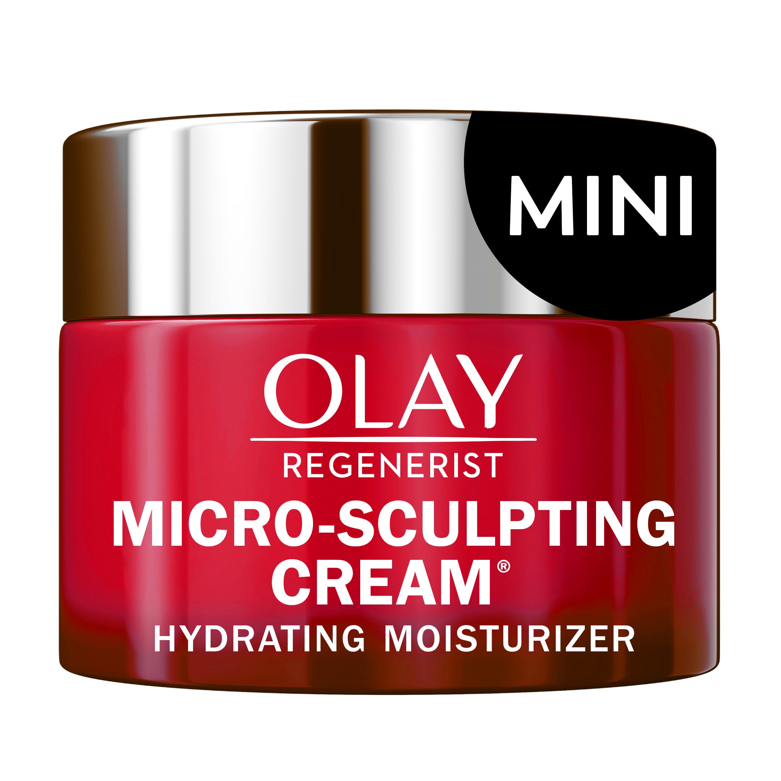 Olay Regenerist Micro-Sculpting Cream jar closeup showing premium hydration for aging skin