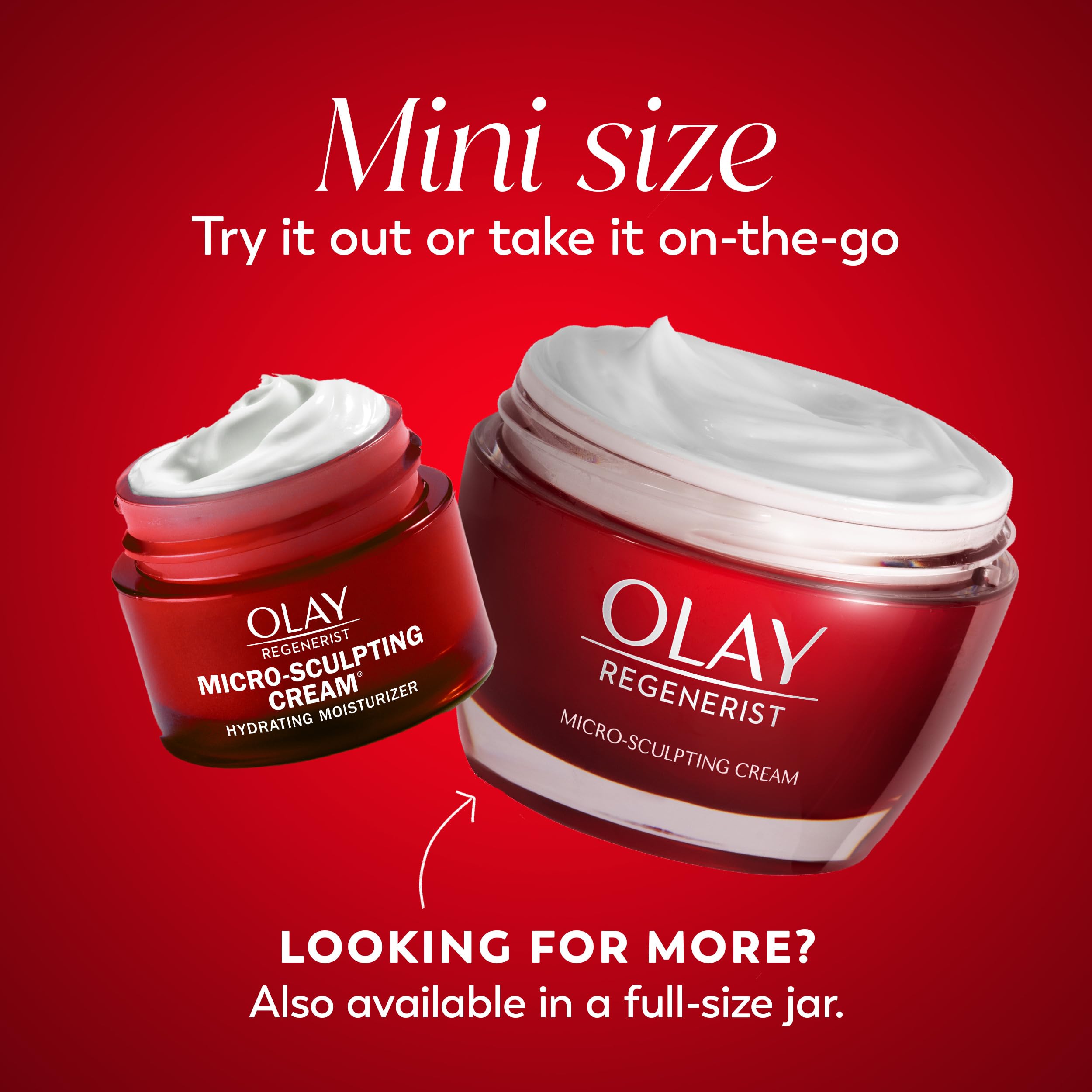 Olay Regenerist Micro-Sculpting Cream packaging front indicating trial size convenience