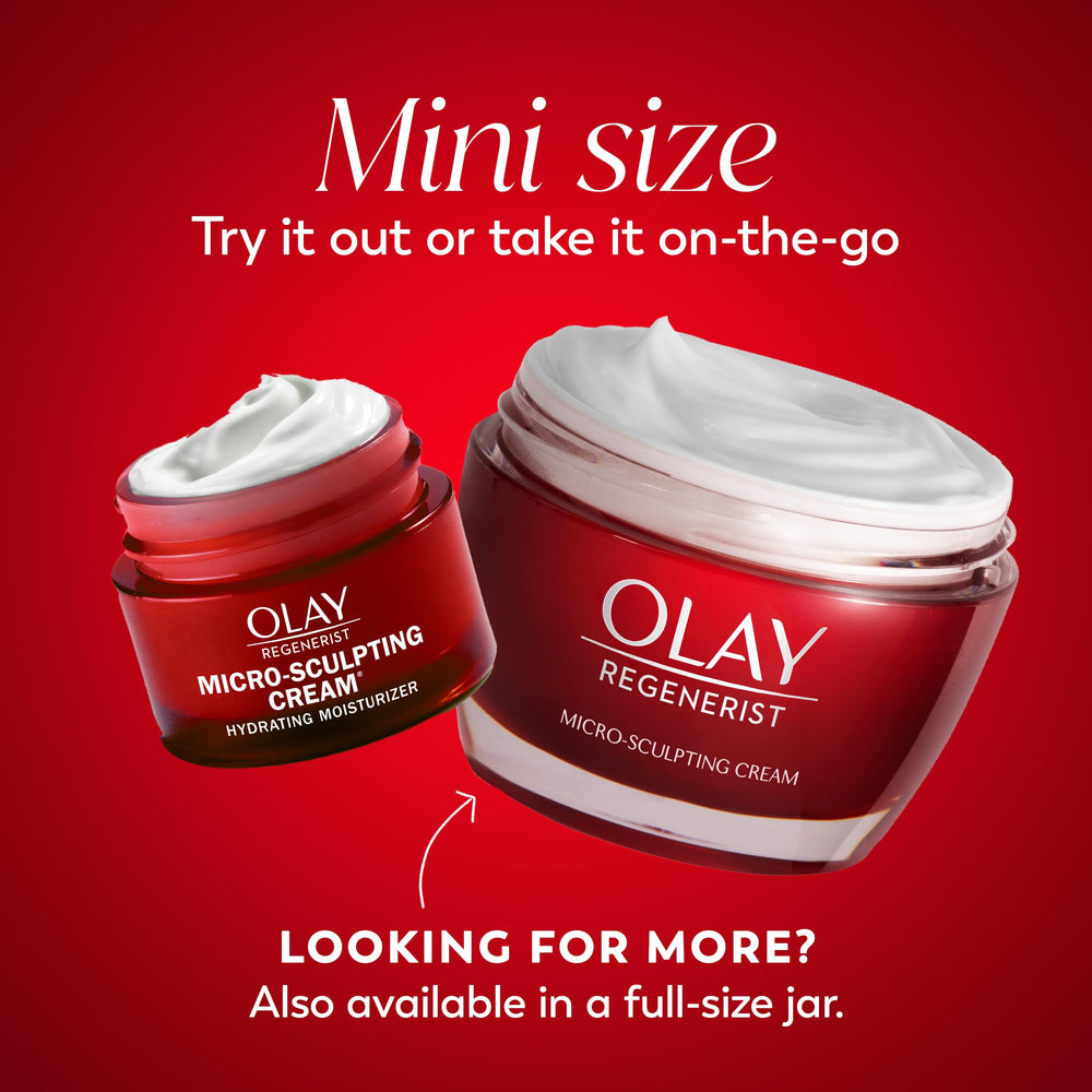 Olay Regenerist Micro-Sculpting Cream packaging front indicating trial size convenience