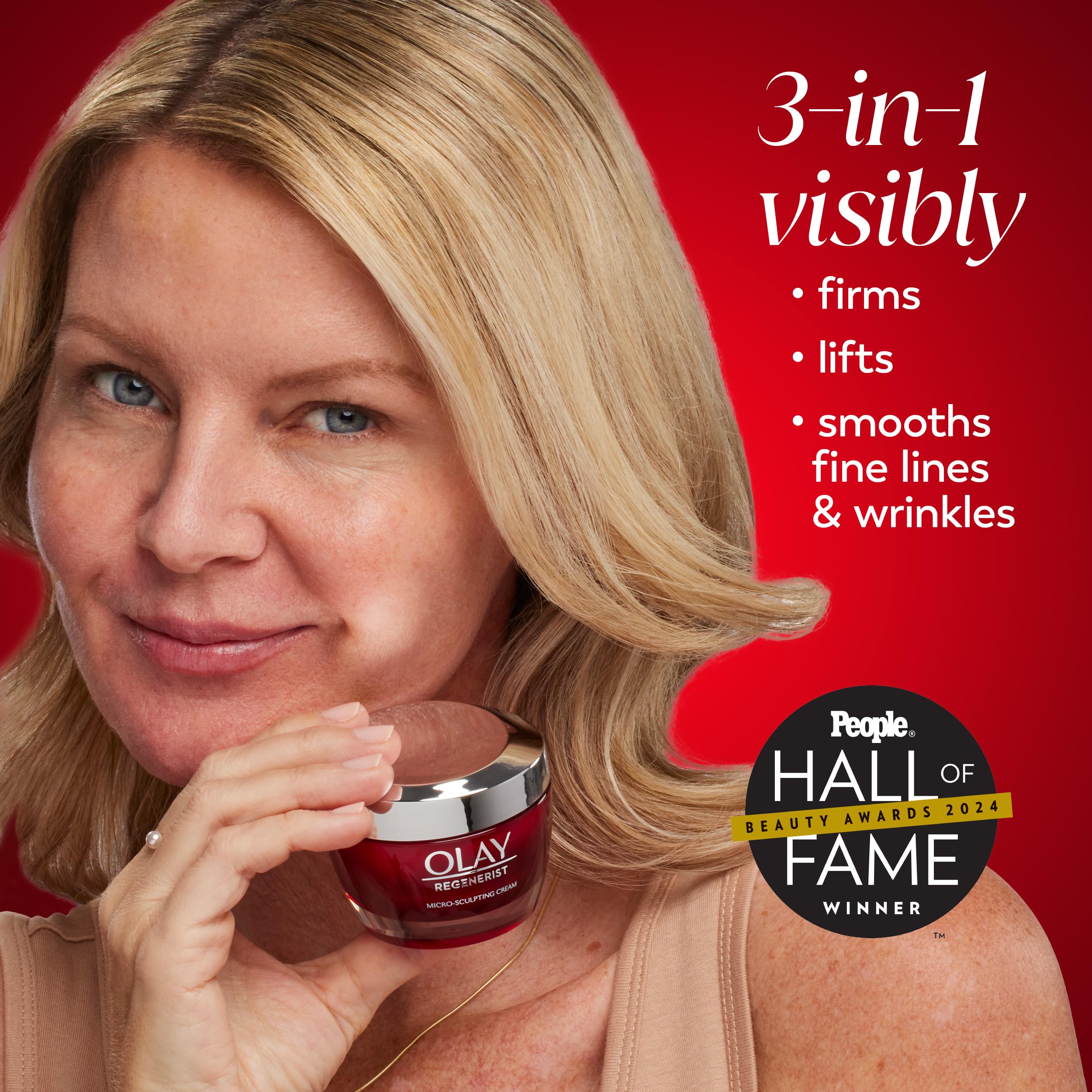 Texture swatch of Olay Regenerist Micro-Sculpting Cream spread on skin