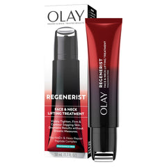 Olay Regenerist Neck and Face Roller packaging showcases premium anti-aging care.