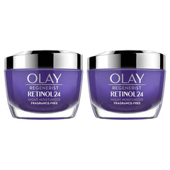 Olay Regenerist Retinol 24 Night Cream jar close-up for nighttime skin renewal
