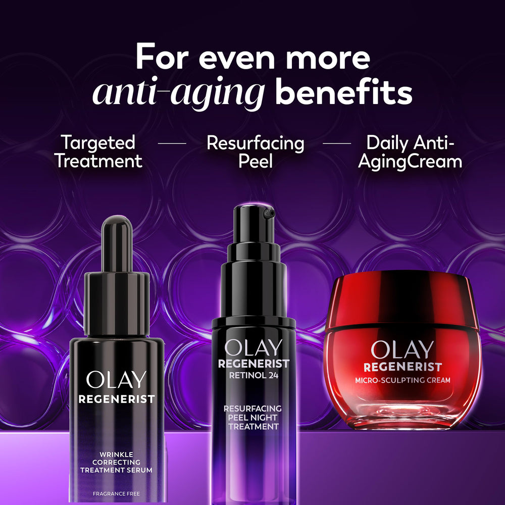 Hand swatch of Olay Regenerist serum indicating quick absorption