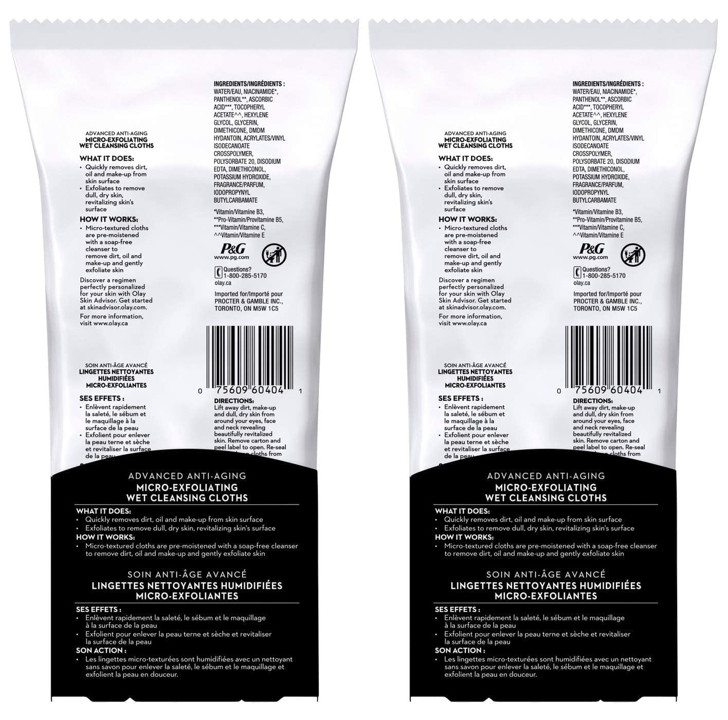 Toallitas Olay Regenerist exfoliación potenciada para eliminar impurezas y dejar la piel suave.