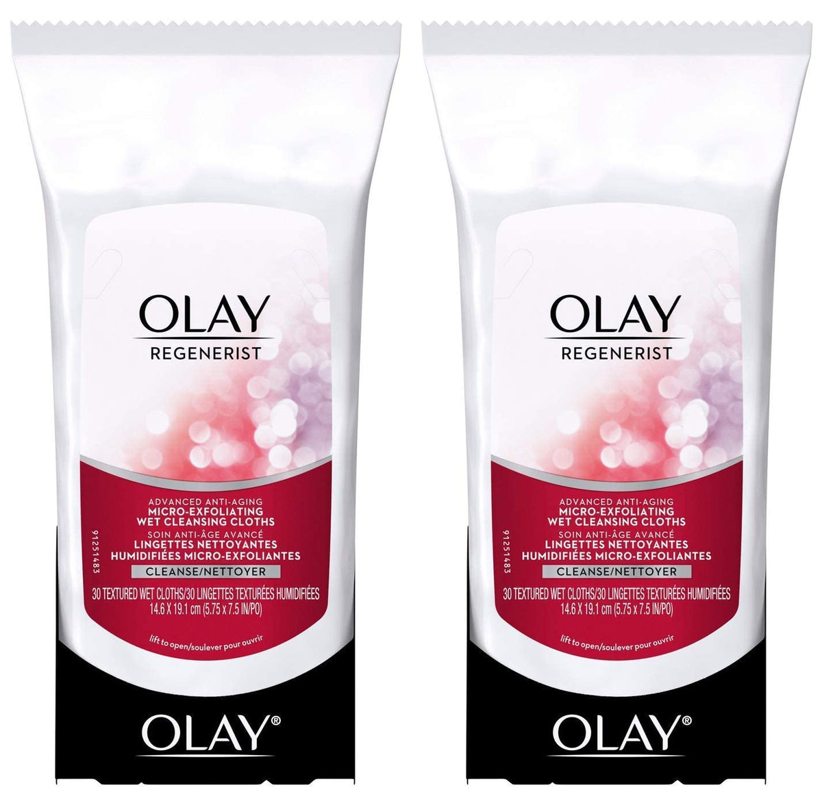 Toallitas Olay Regenerist limpian y exfolian para una piel más suave.