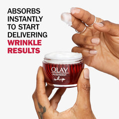 Olay Regenerist Whip cream-to-liquid transition demonstrates rapid absorption.