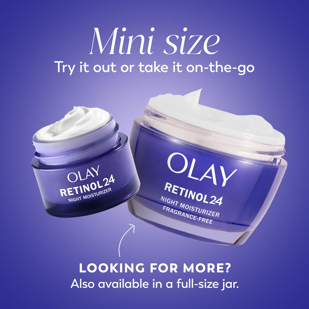 Olay Retinol 24 crema de textura suave lista para absorción rápida.