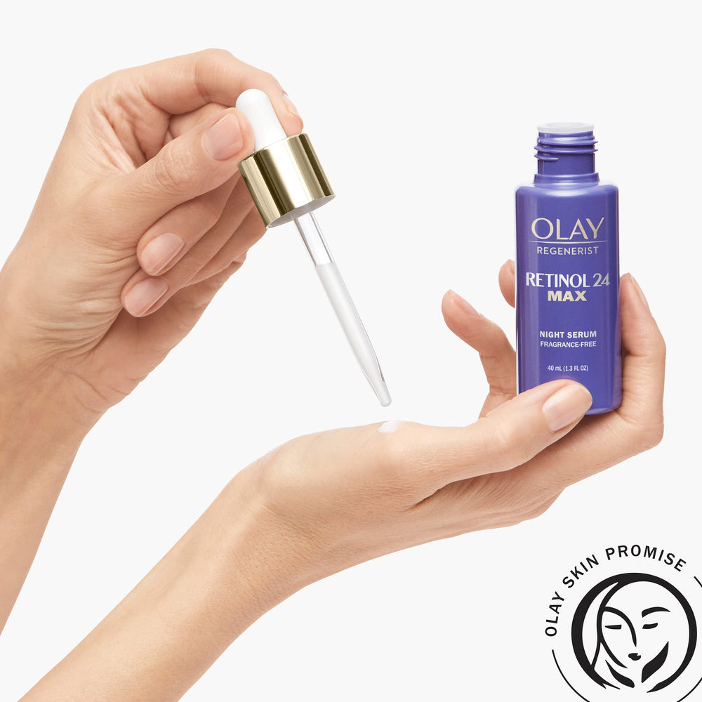Olay suero de absorción rápida, textura ligera para uso diario nocturno.