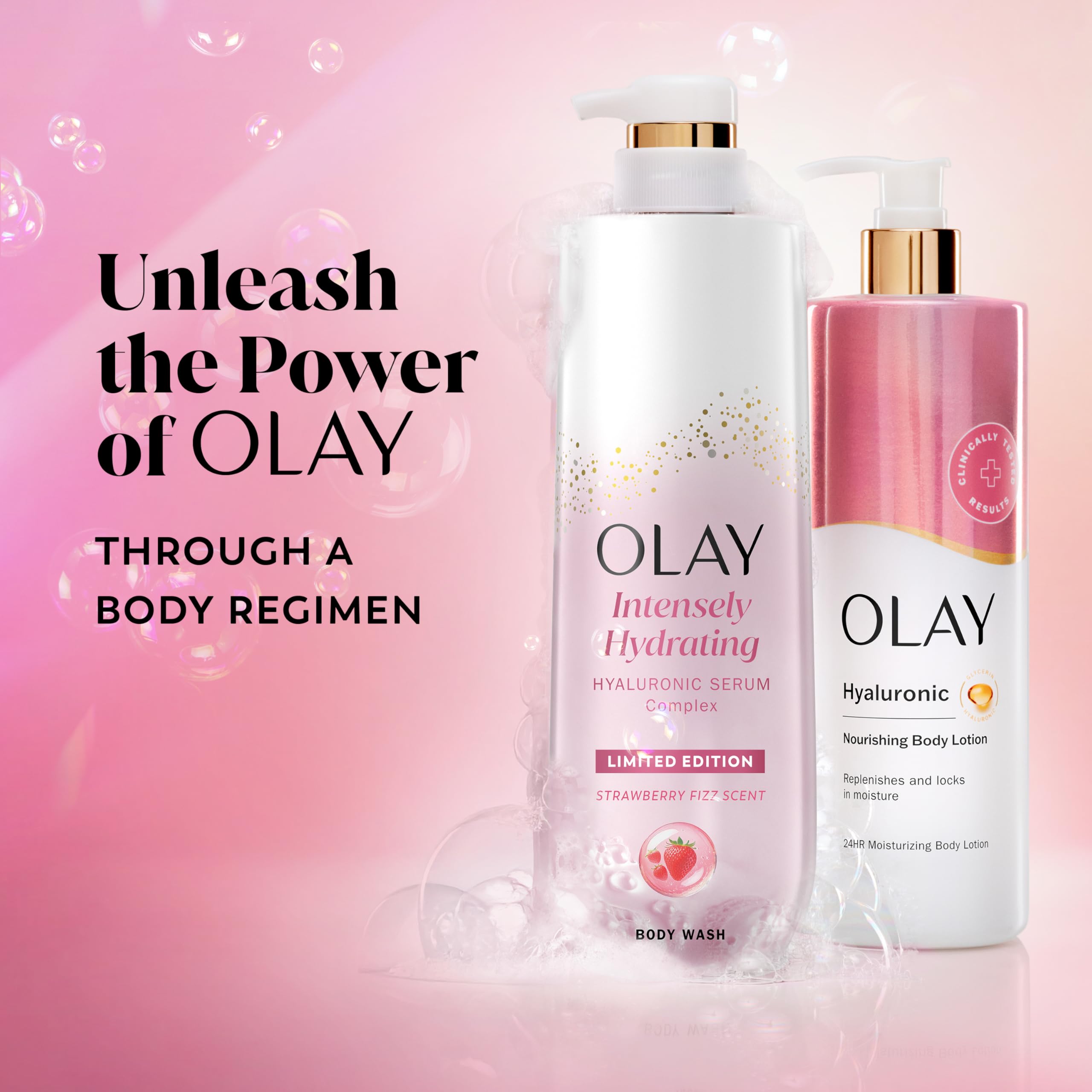 Olay Strawberry Fizz scent visualization hints at uplifting aroma.
