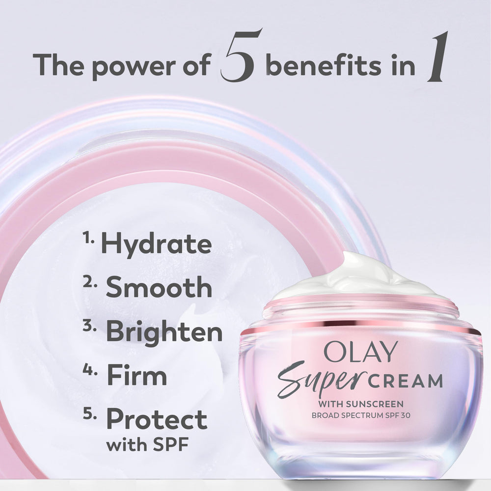 Olay Super Cream SPF 30, primer facial para base de maquillaje.