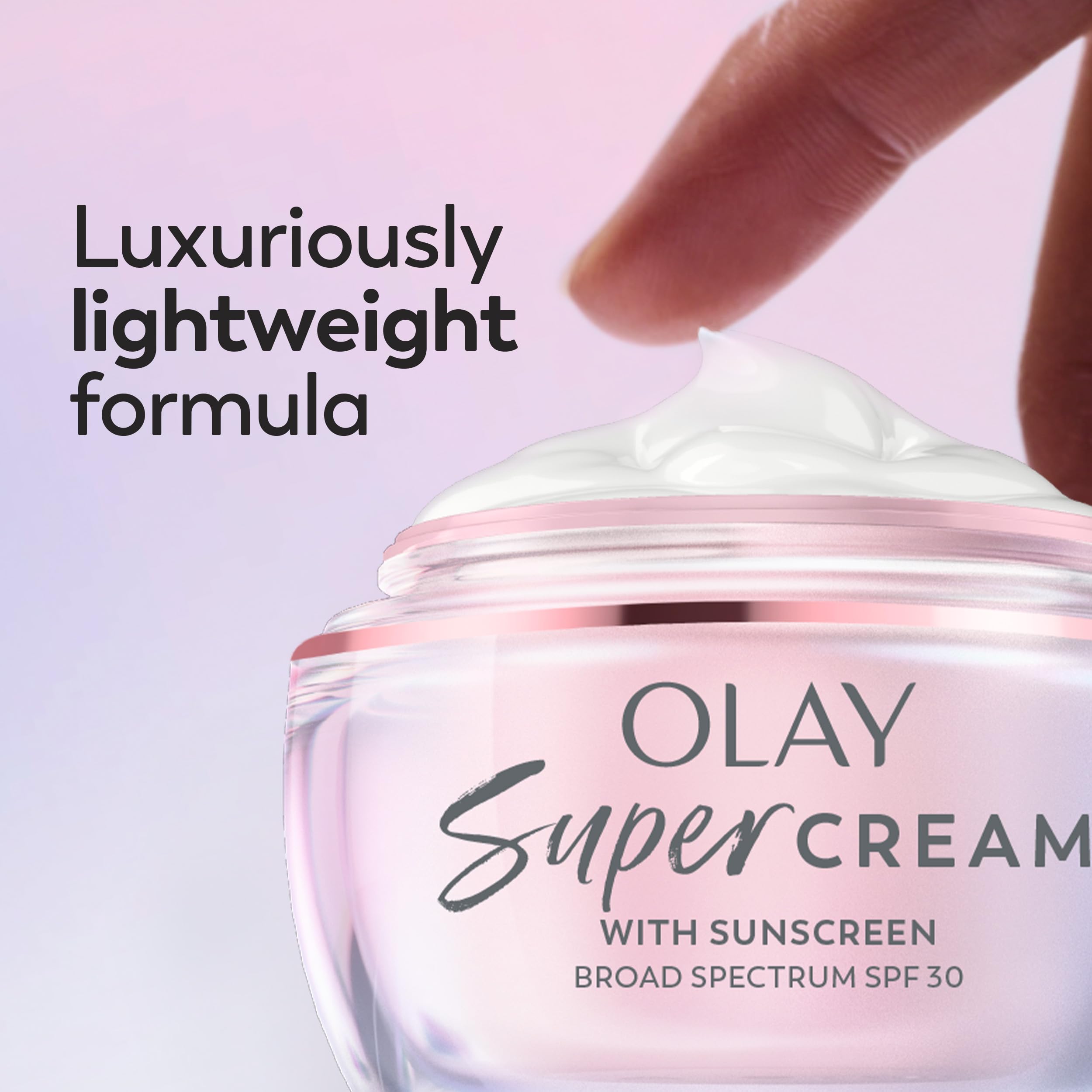 Olay Super Cream SPF 30, sin cast blanco en todos tonos.