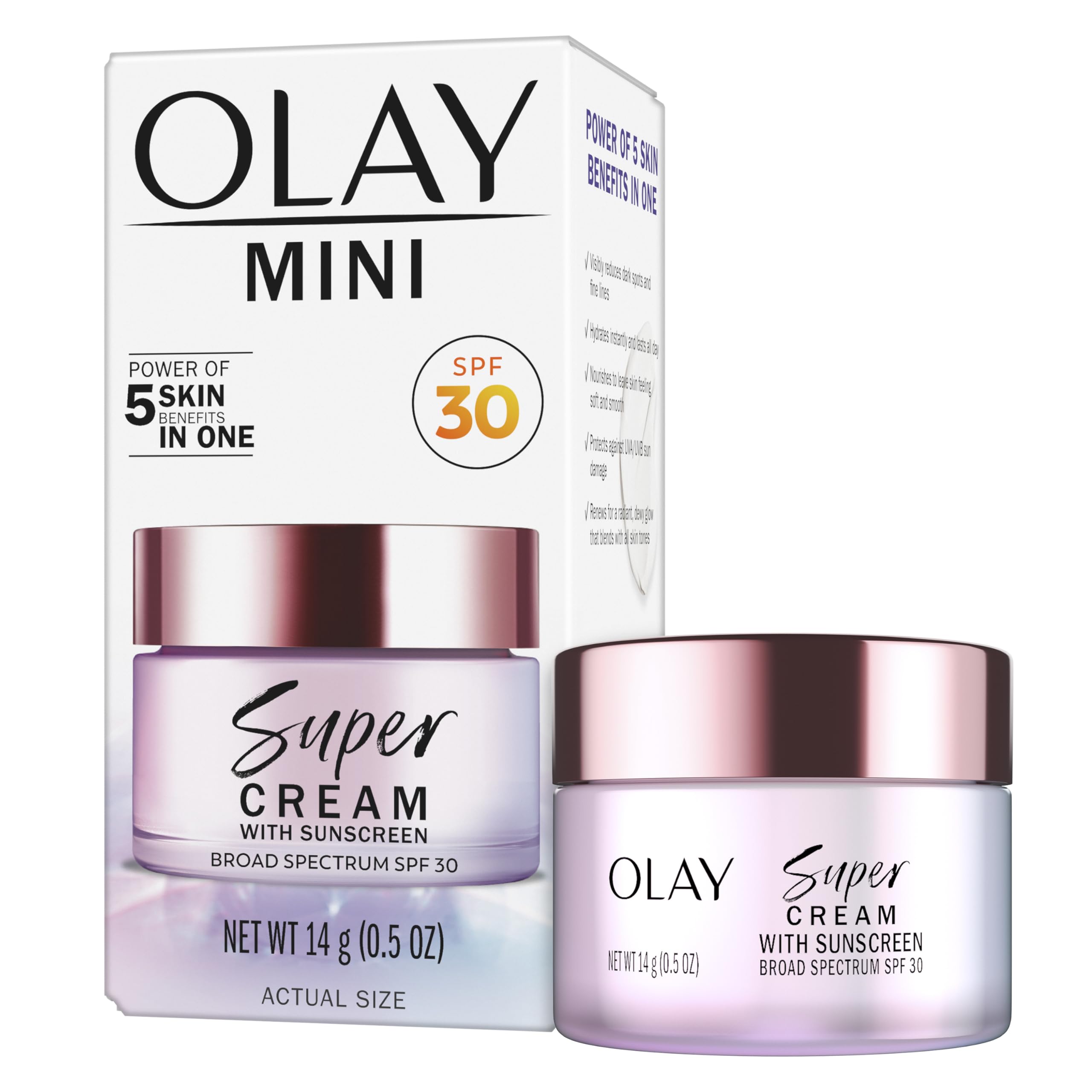 Olay Super Cream SPF 30, textura ligera para uso diario.