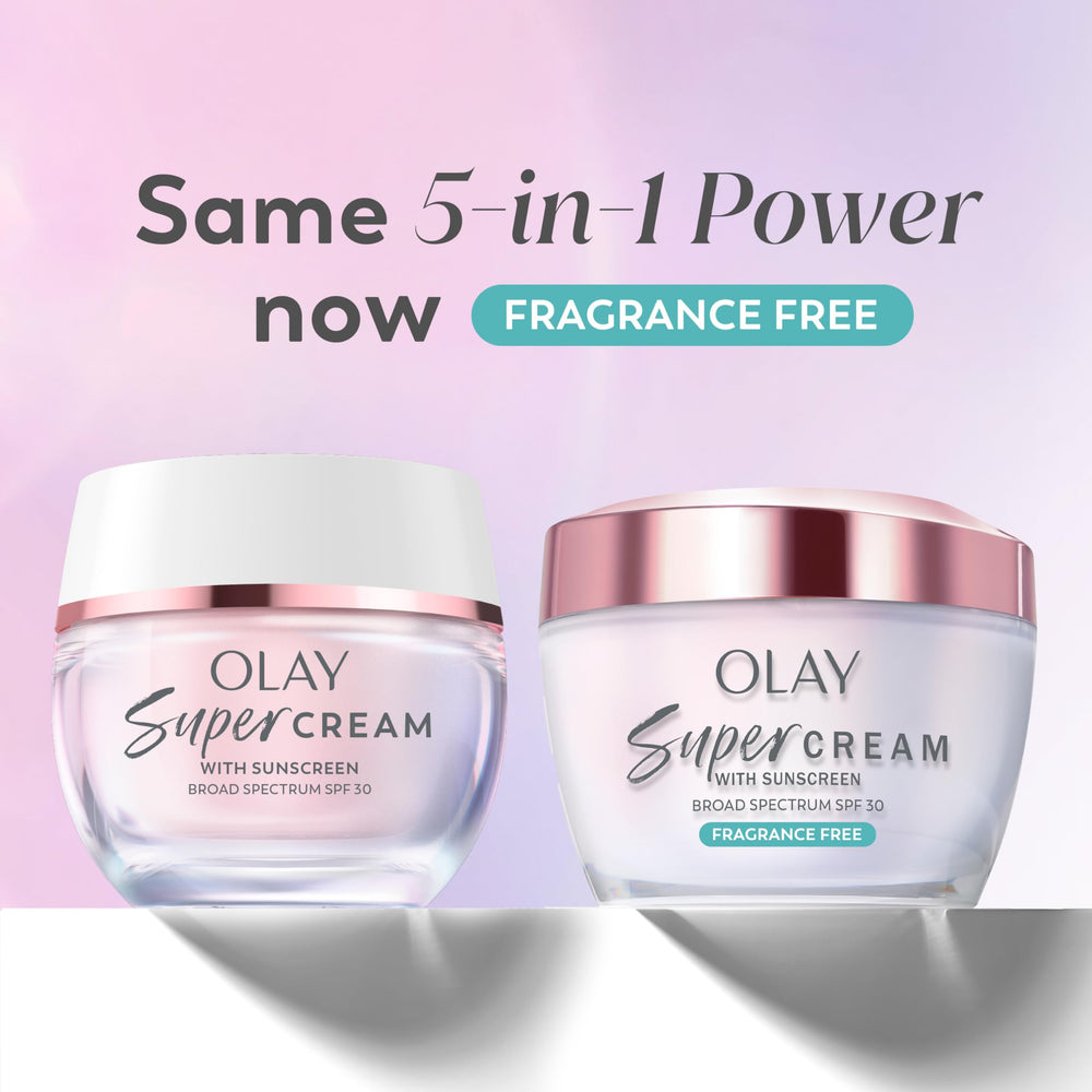 Texture swirl of Olay Super Cream—quick absorption for a smooth finish.