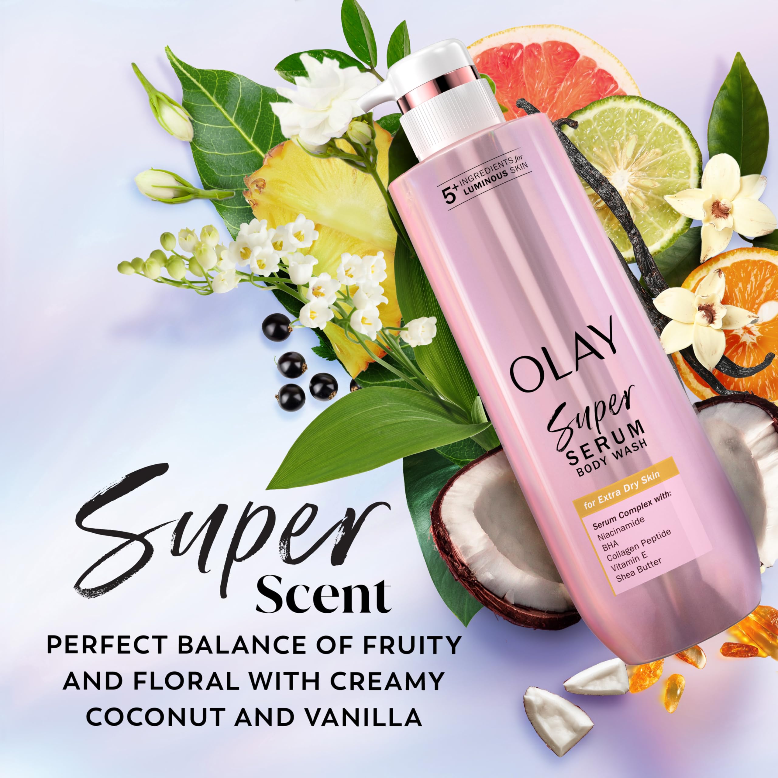 Detalle de manteca de karité en Olay Super Serum Body Wash