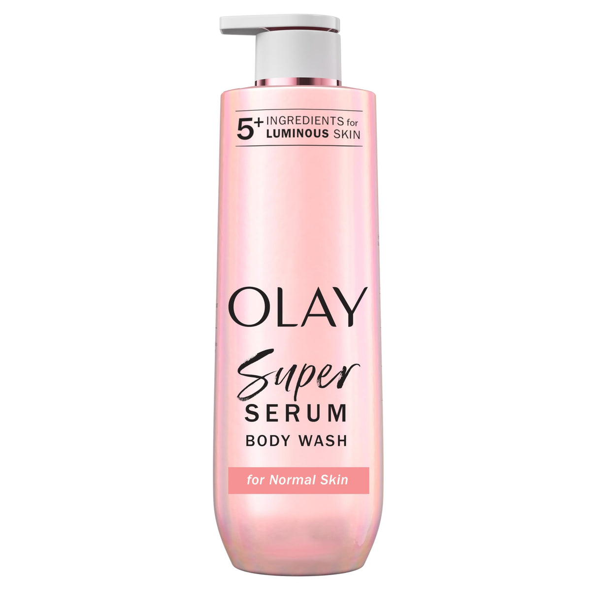 Olay Super Serum: botella vertido, aplicación suave en la ducha diaria.