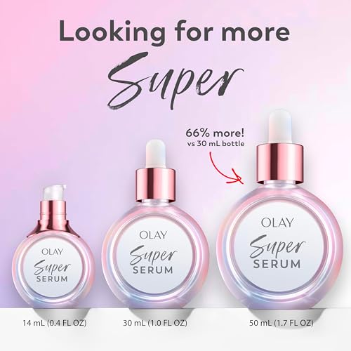 Olay Super Serum lightweight gel texture under natural light.