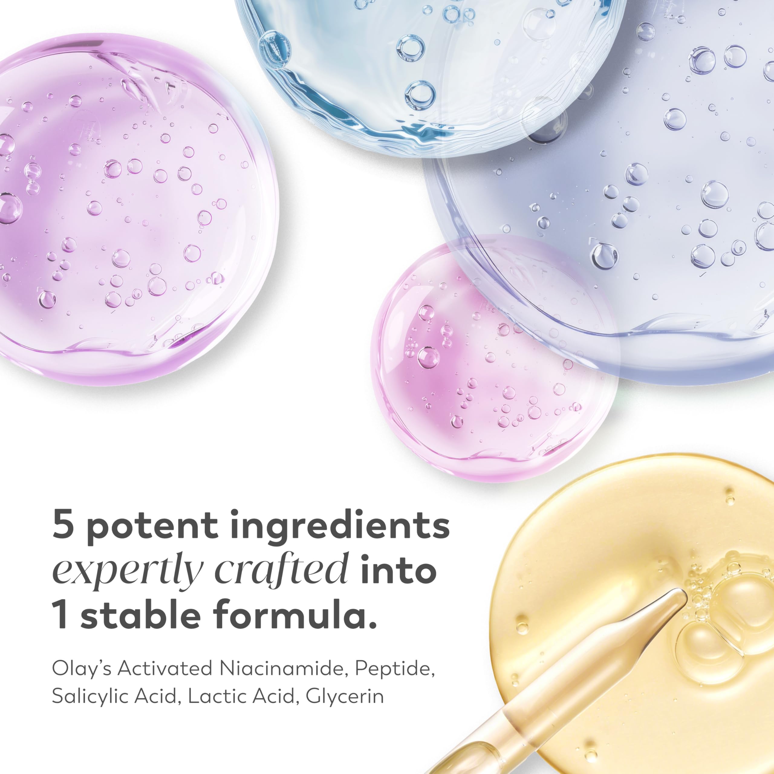 Olay Super Serum Night Repair texture swatch demonstrates lightweight absorption.