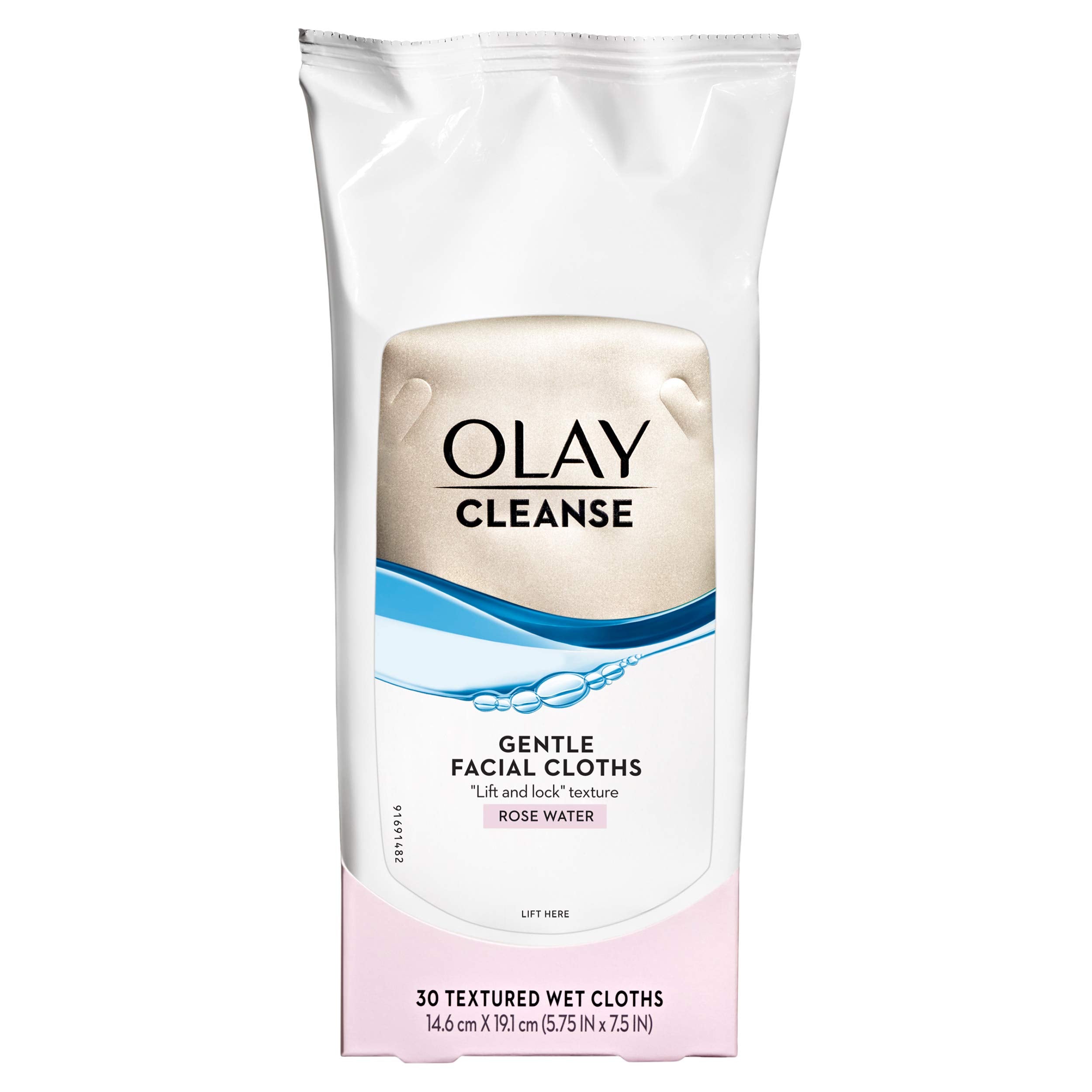 Toallita grande de Olay facilita limpieza rápida.