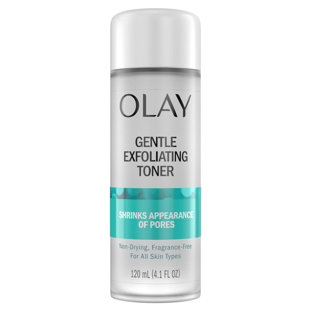 Olay Toner exfoliante suave en botella para poros más limpios.