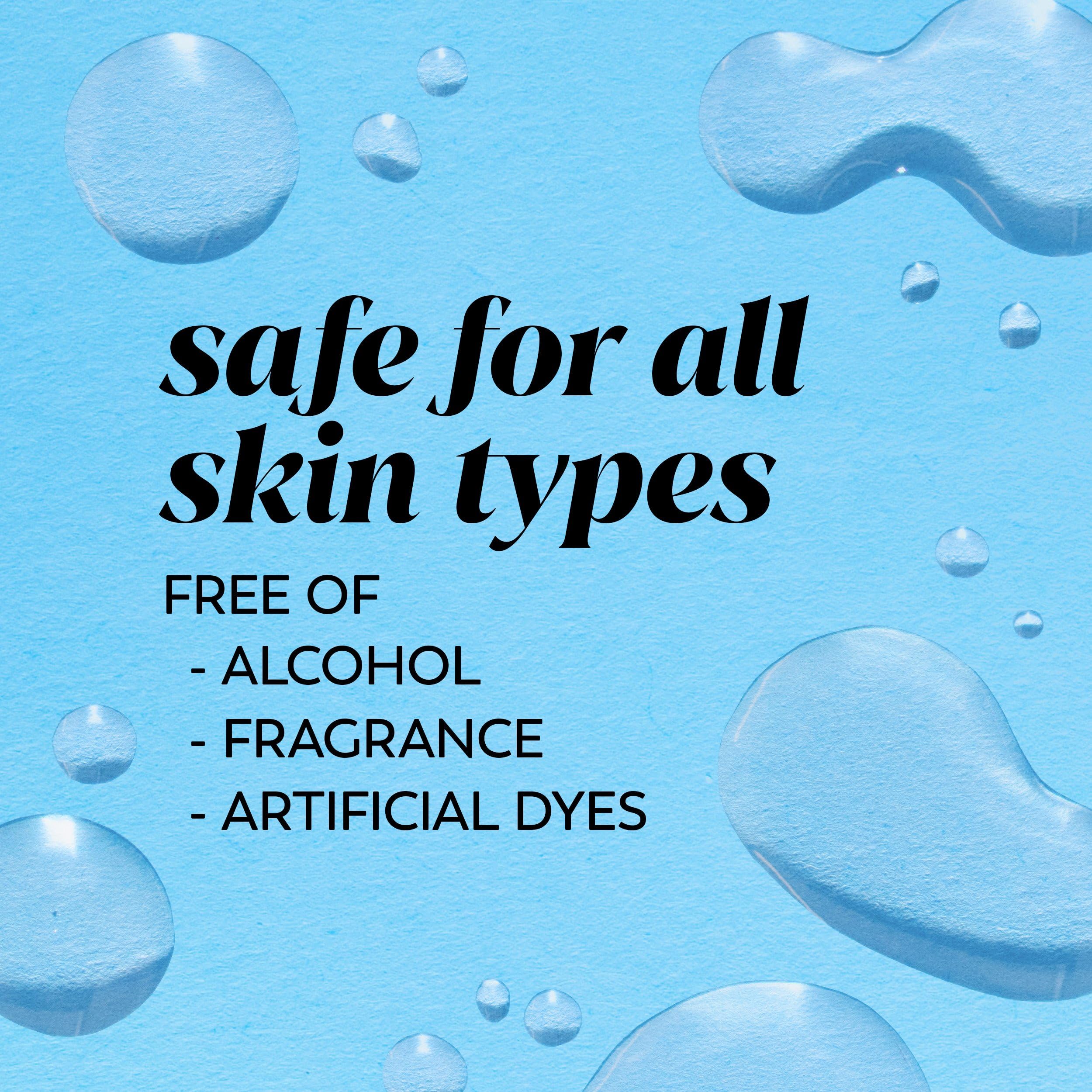Olay Toner libre de alcohol y colorantes, apto para piel sensible.