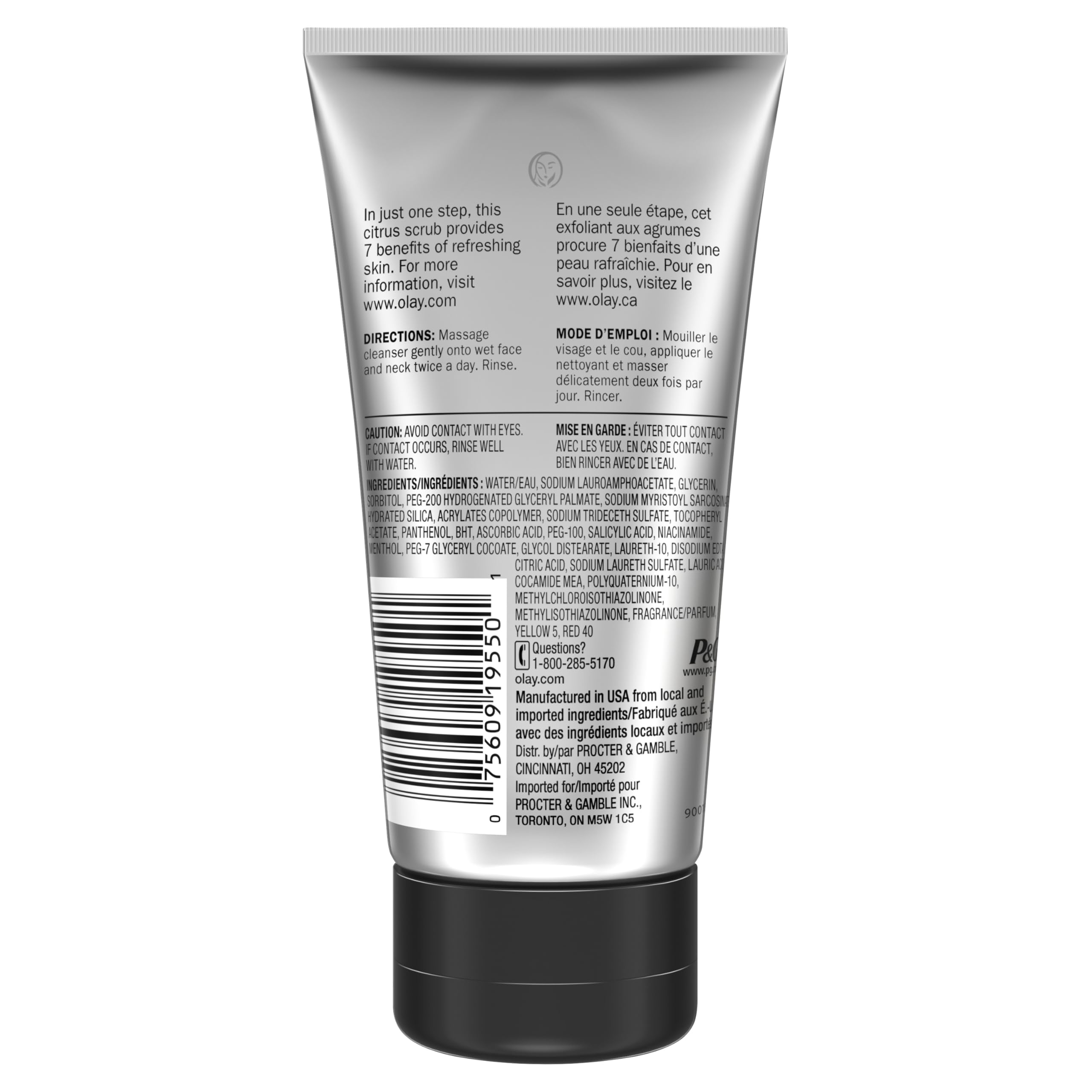 Olay Total Effects Citrus packaging label highlights multi-benefit formula