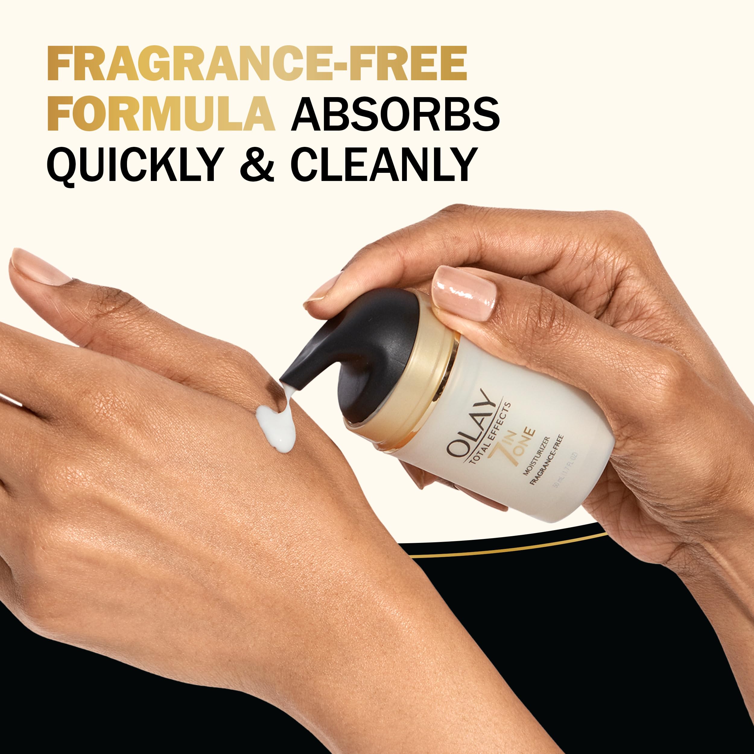 Olay Total Effects fragrance-free packaging emphasizes clean, simple skincare