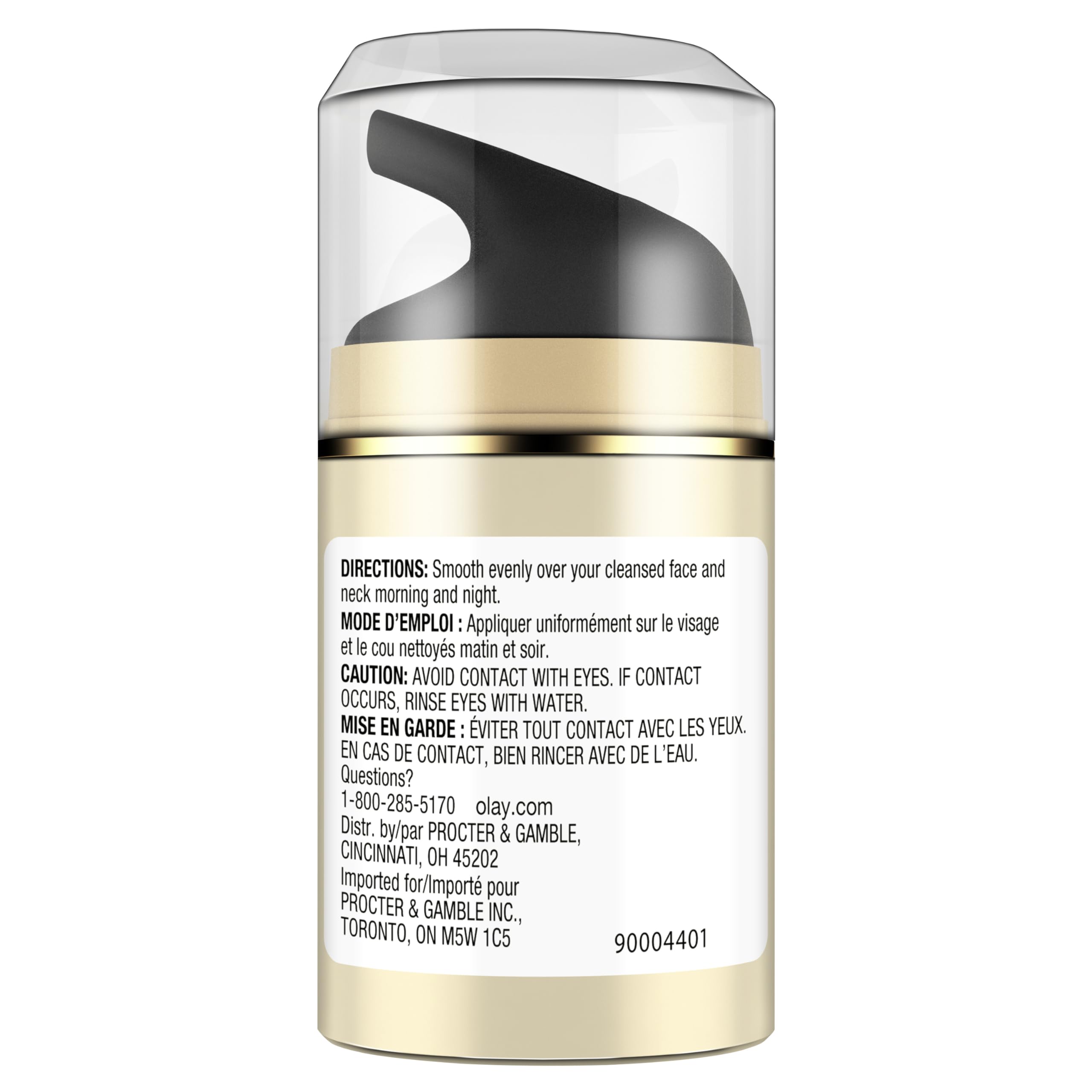 Olay Total Effects fragrance-free bottle with pump suggests controlled application