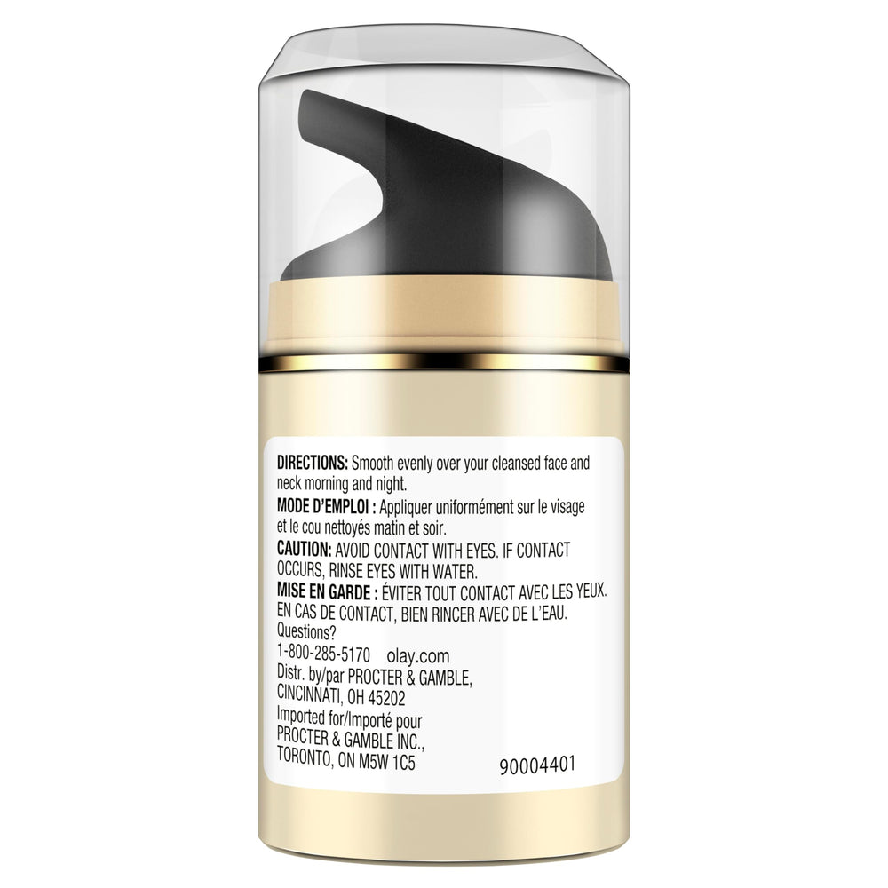 Olay Total Effects fragrance-free bottle with pump suggests controlled application