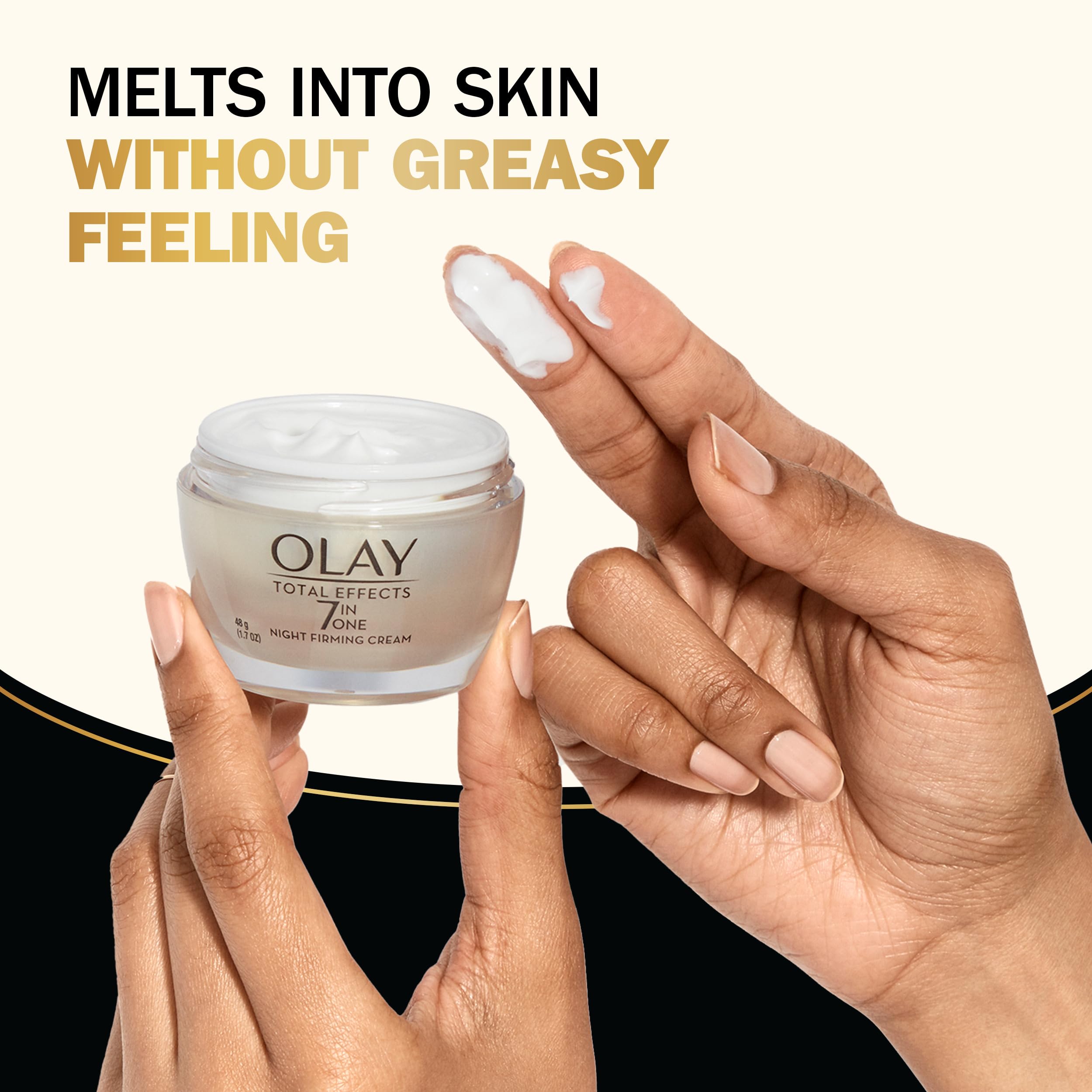 Olay Total Effects Night Firming Cream on nightstand ready for bedtime routine.