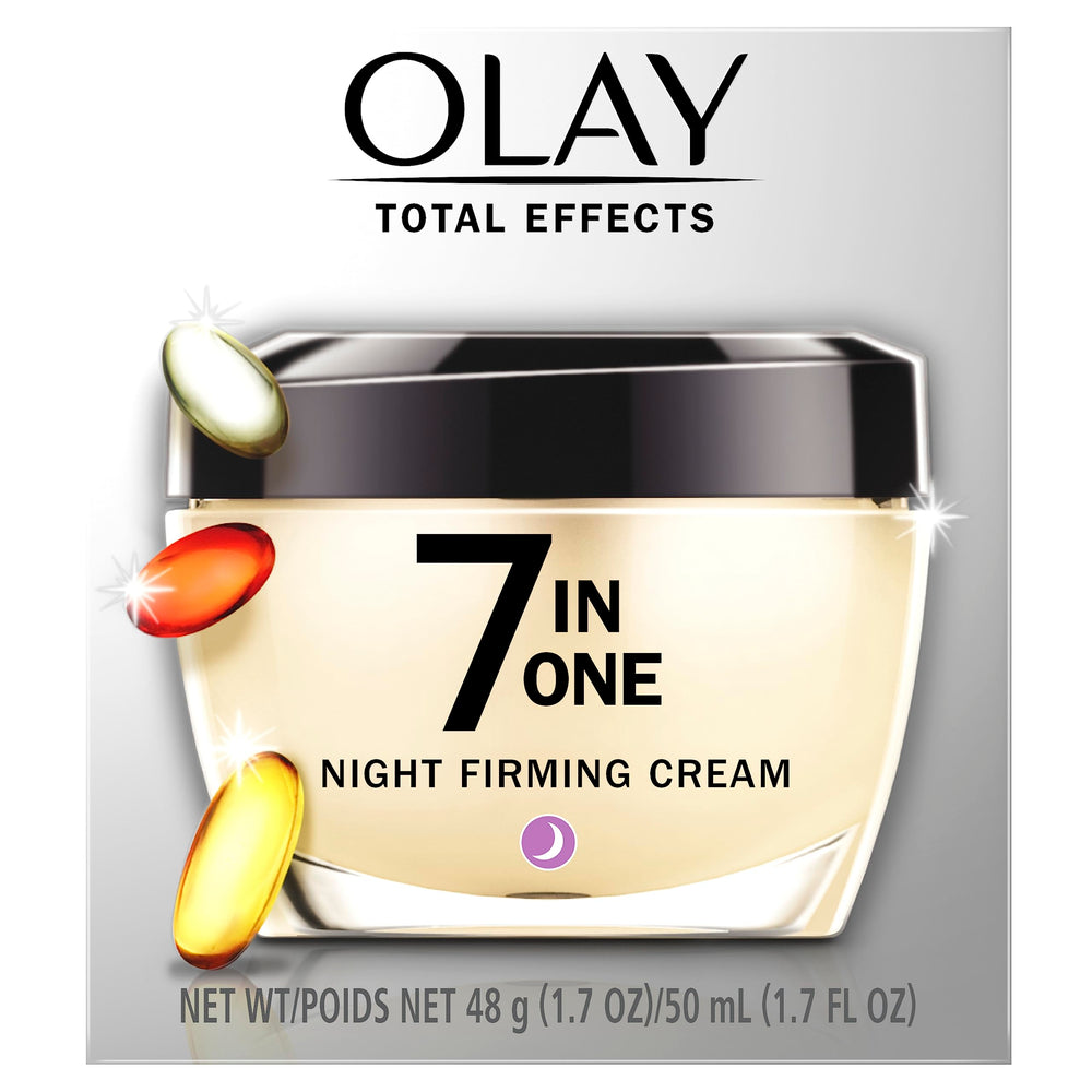 Olay Total Effects Night Firming Cream texture closeup reveals silky finish.