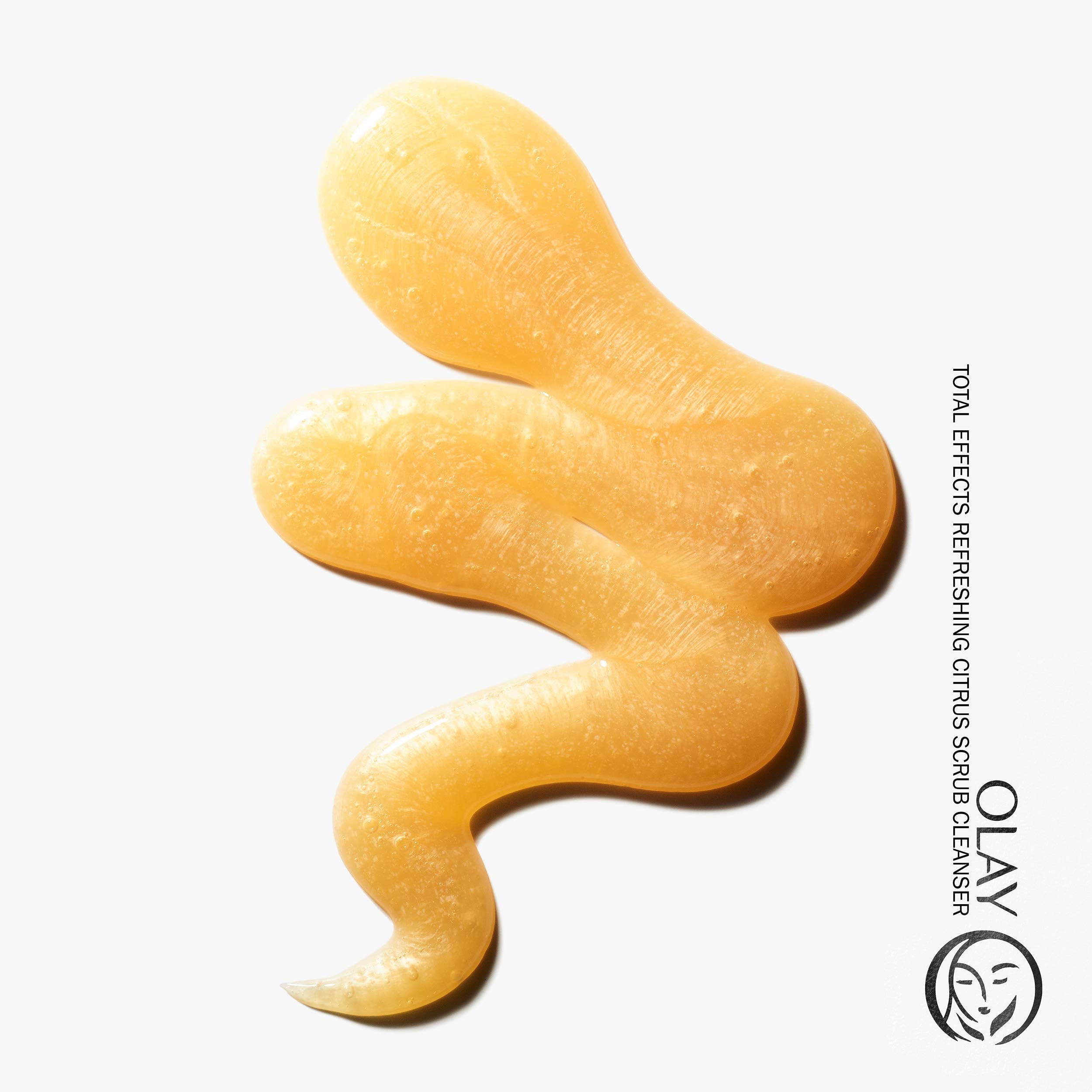Olay Total Effects refreshing citrus scrub close-up of face application smoothing exfoliation