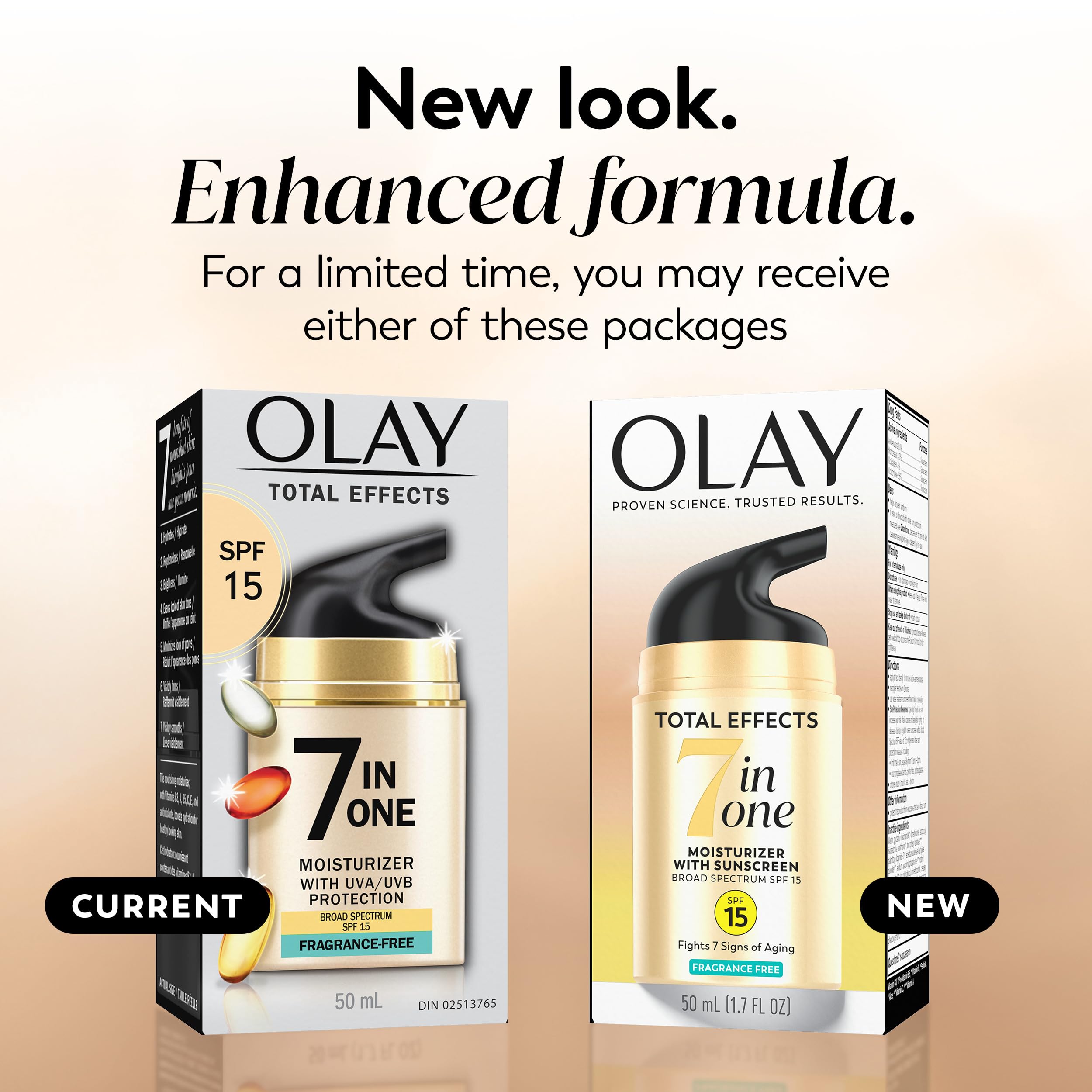 OLAY Total Effects SPF15 tube highlighting broad-spectrum coverage