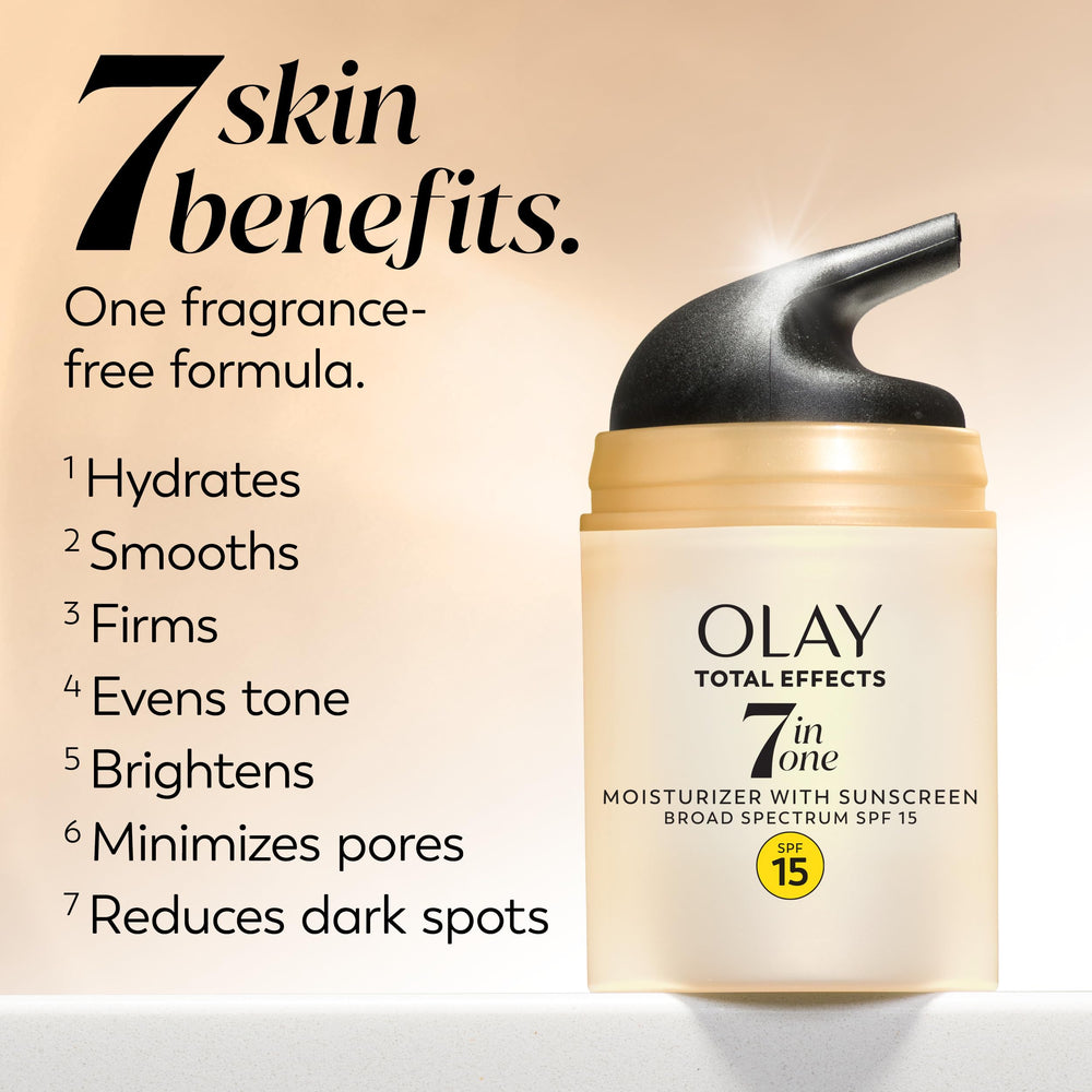 OLAY Total Effects Vitamin C and E shown for gentle exfoliation