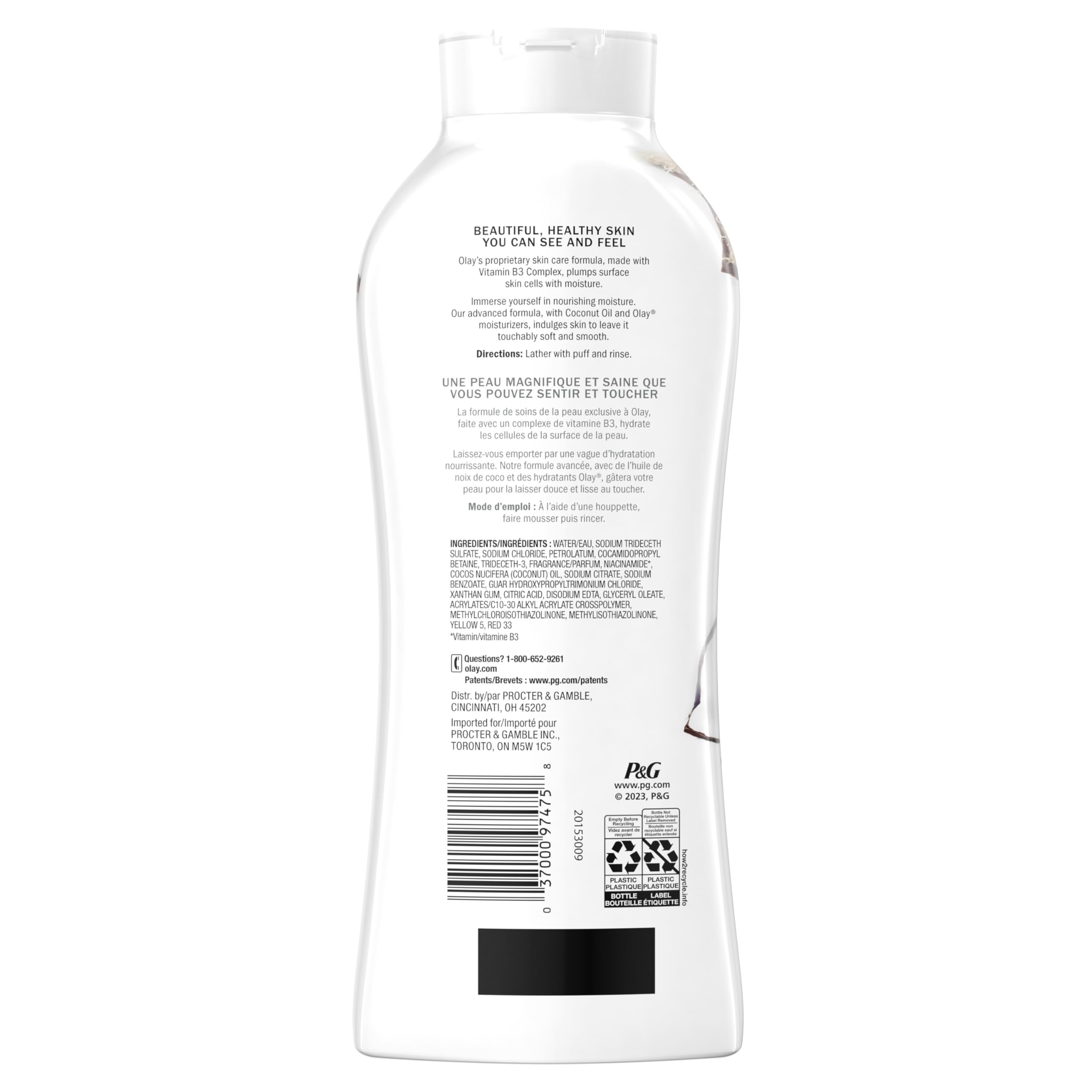 Hands applying Olay Ultra Moisture Body Wash lather in daily routine
