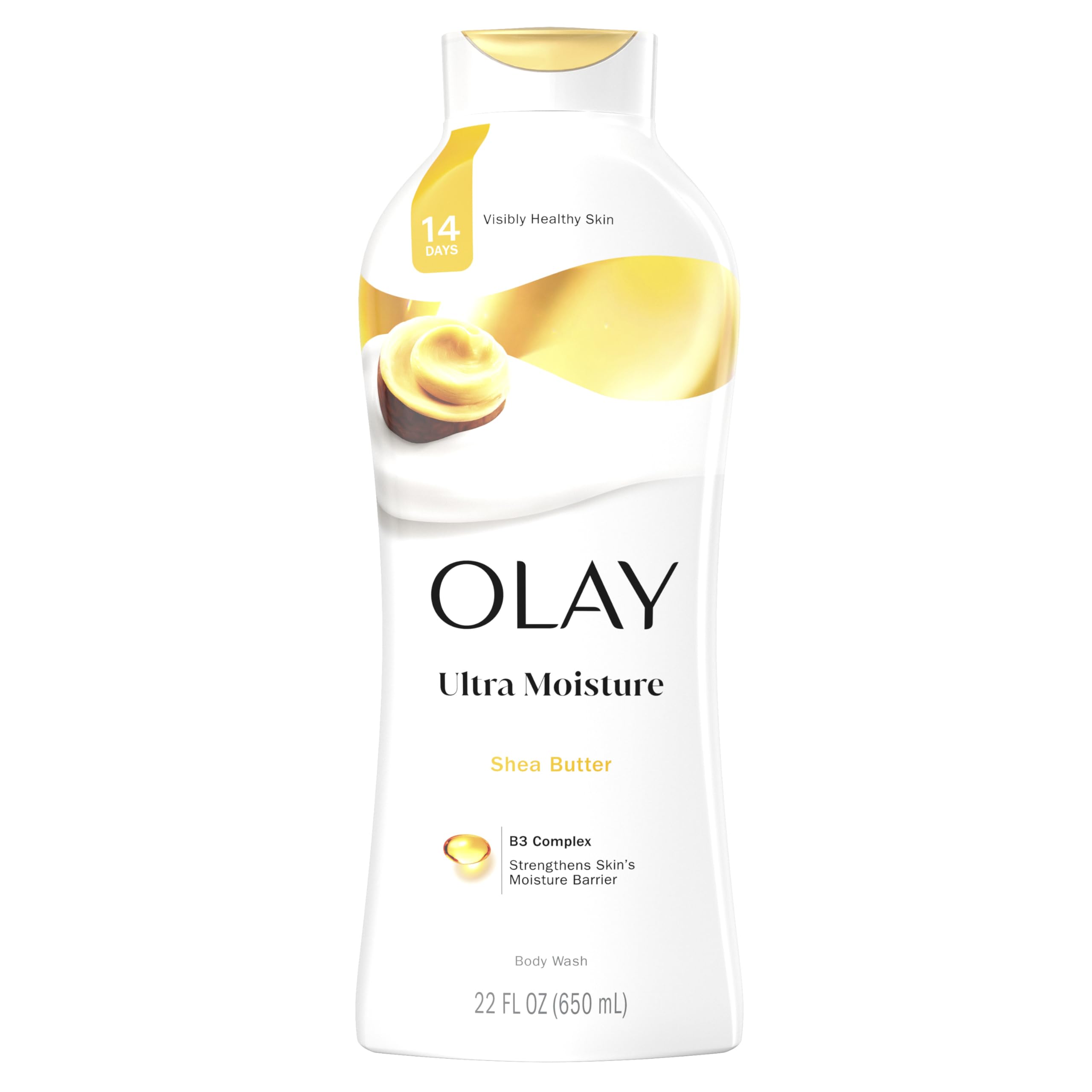 Olay Ultra Moisture Body Wash bottle with creamy lather for hydrated skin
