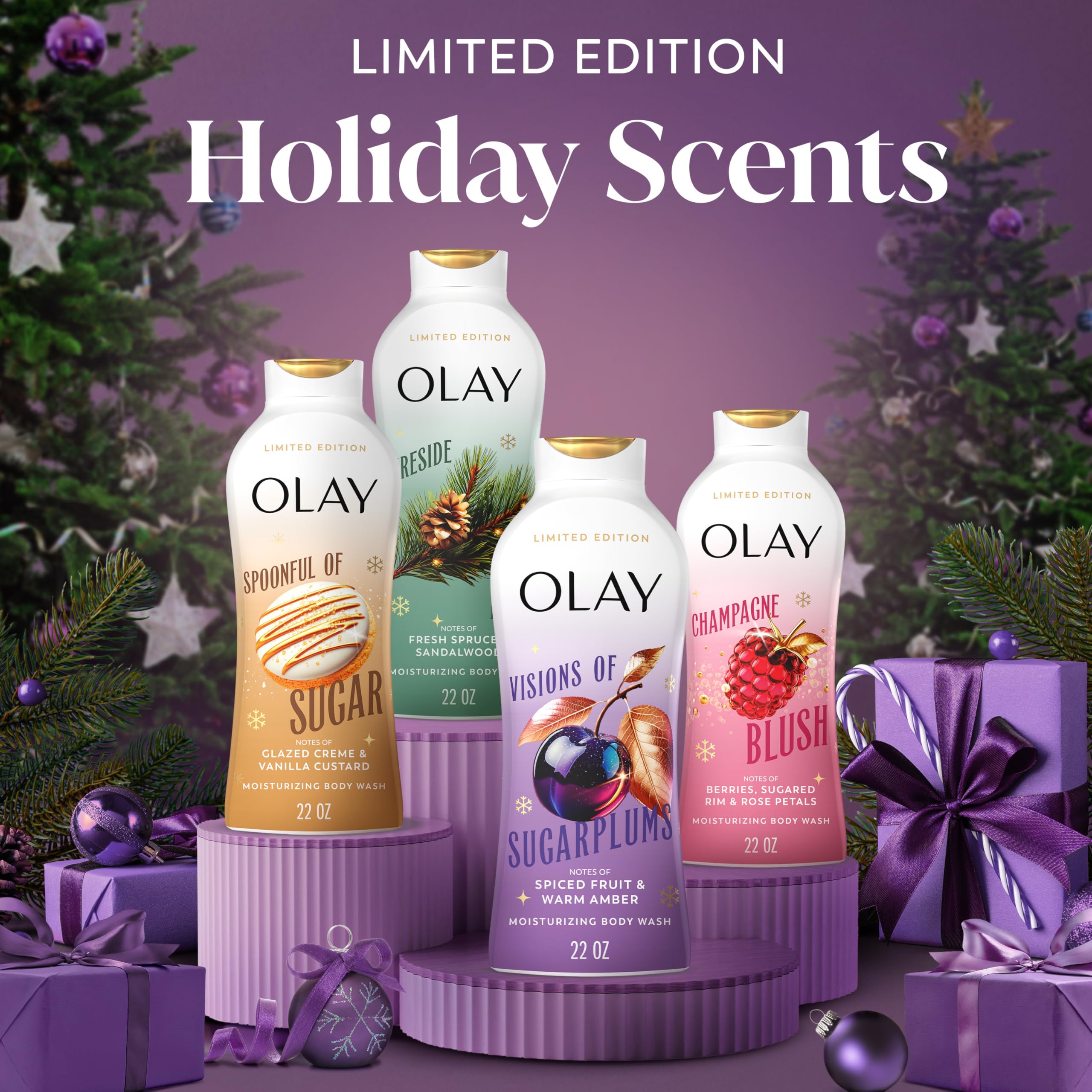 Olay Visions of Sugarplums bathroom counter for everyday pampering