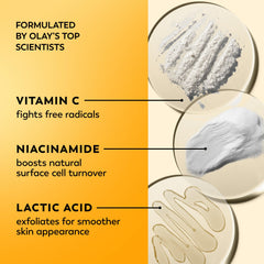 OLAY Vitamin C face cream texture closeup reveals silky, non-greasy feel.