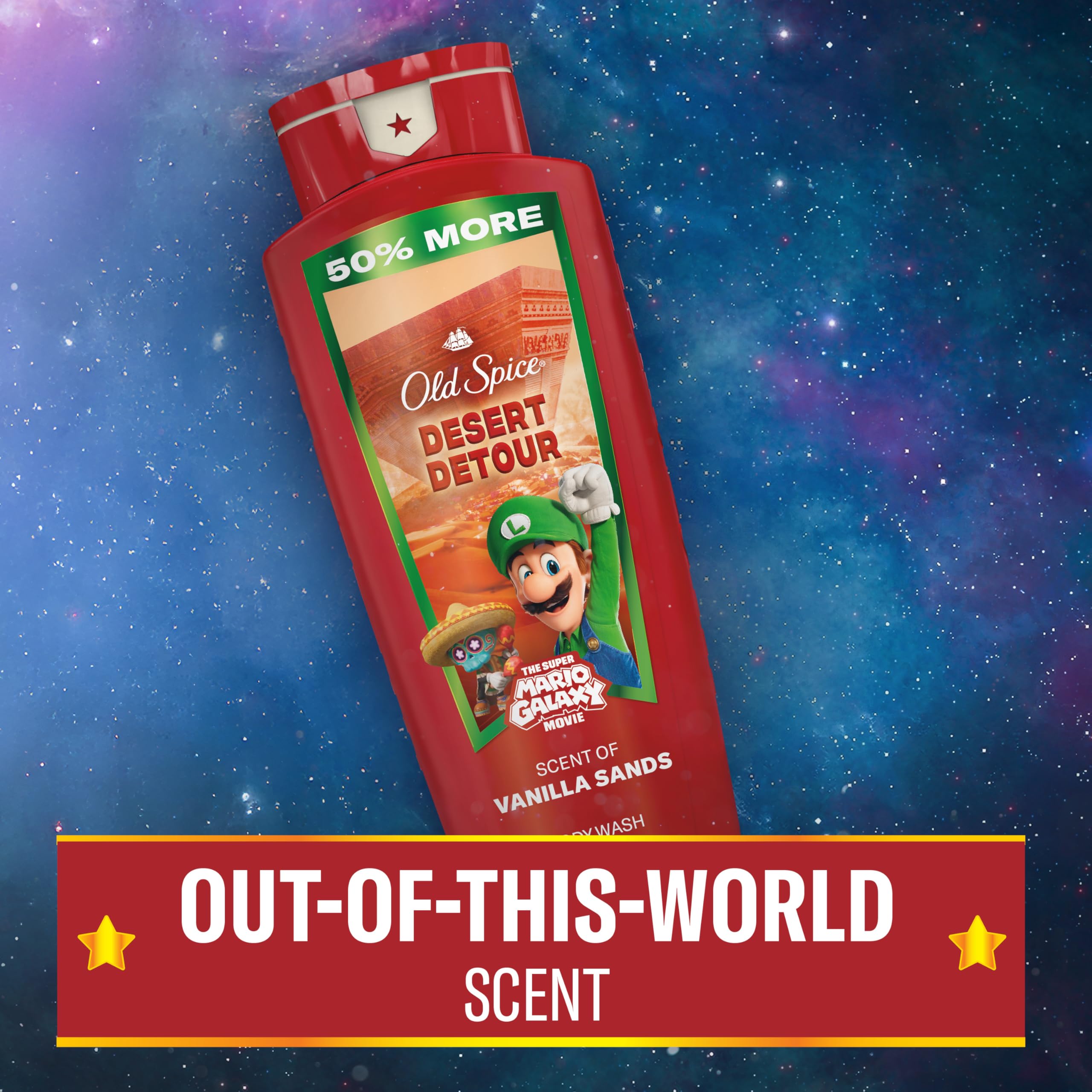 Old Spice Desert Detour label emphasizes 24/7 Shower Fresh promise.